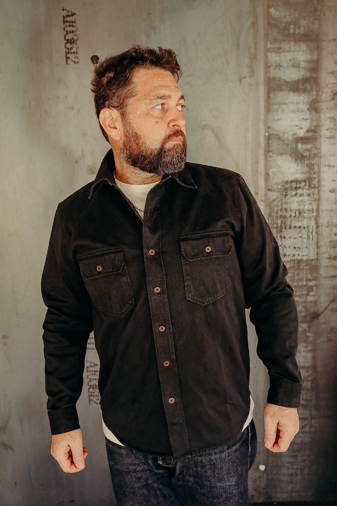 Alamo Cotton Twill Shirt in Marshall Black no