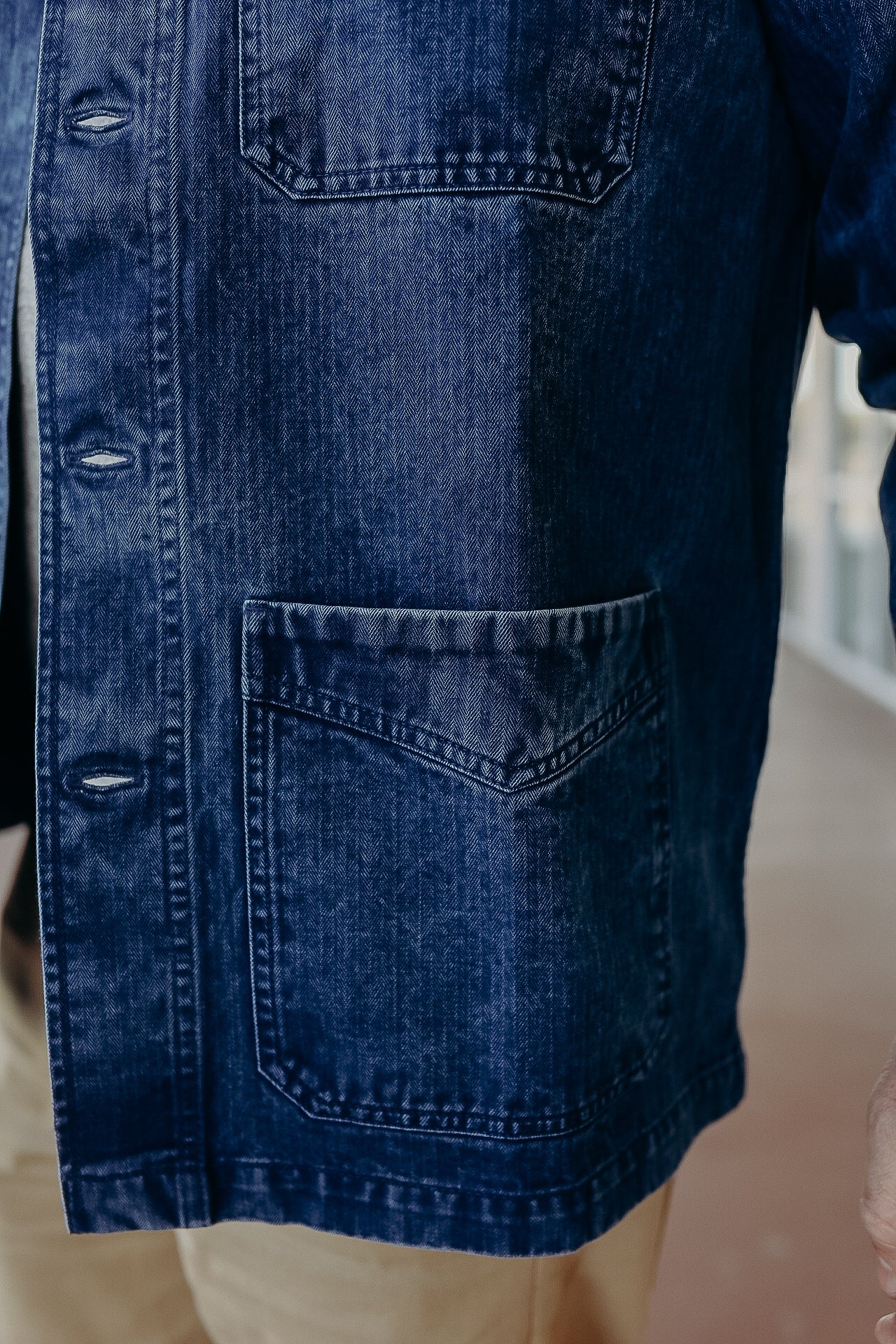 French Work Jacket-Indigo HBT