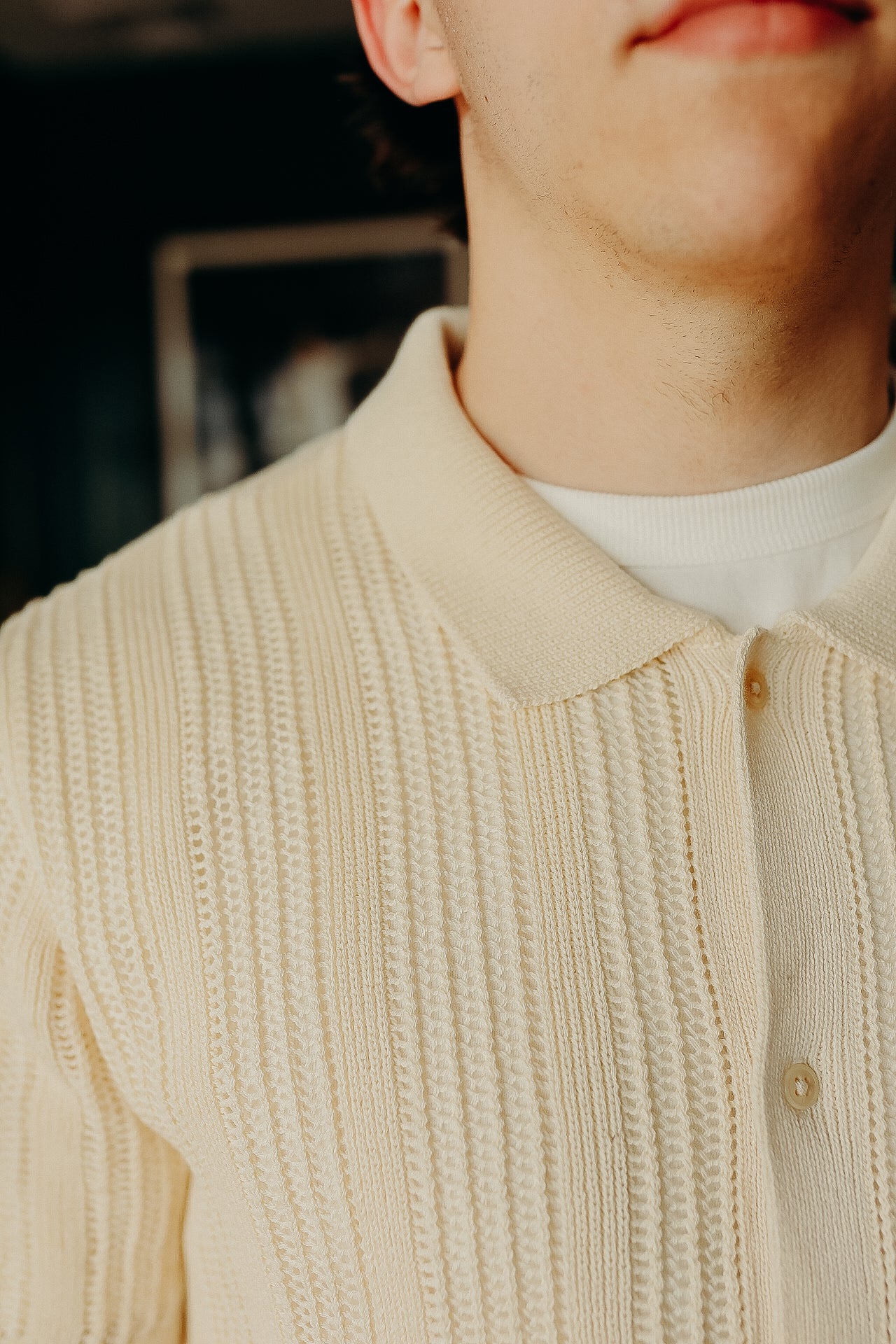 Short Sleeve Knit Shirt- Ecru Mesh Stripe – Iron Shop Provisions
