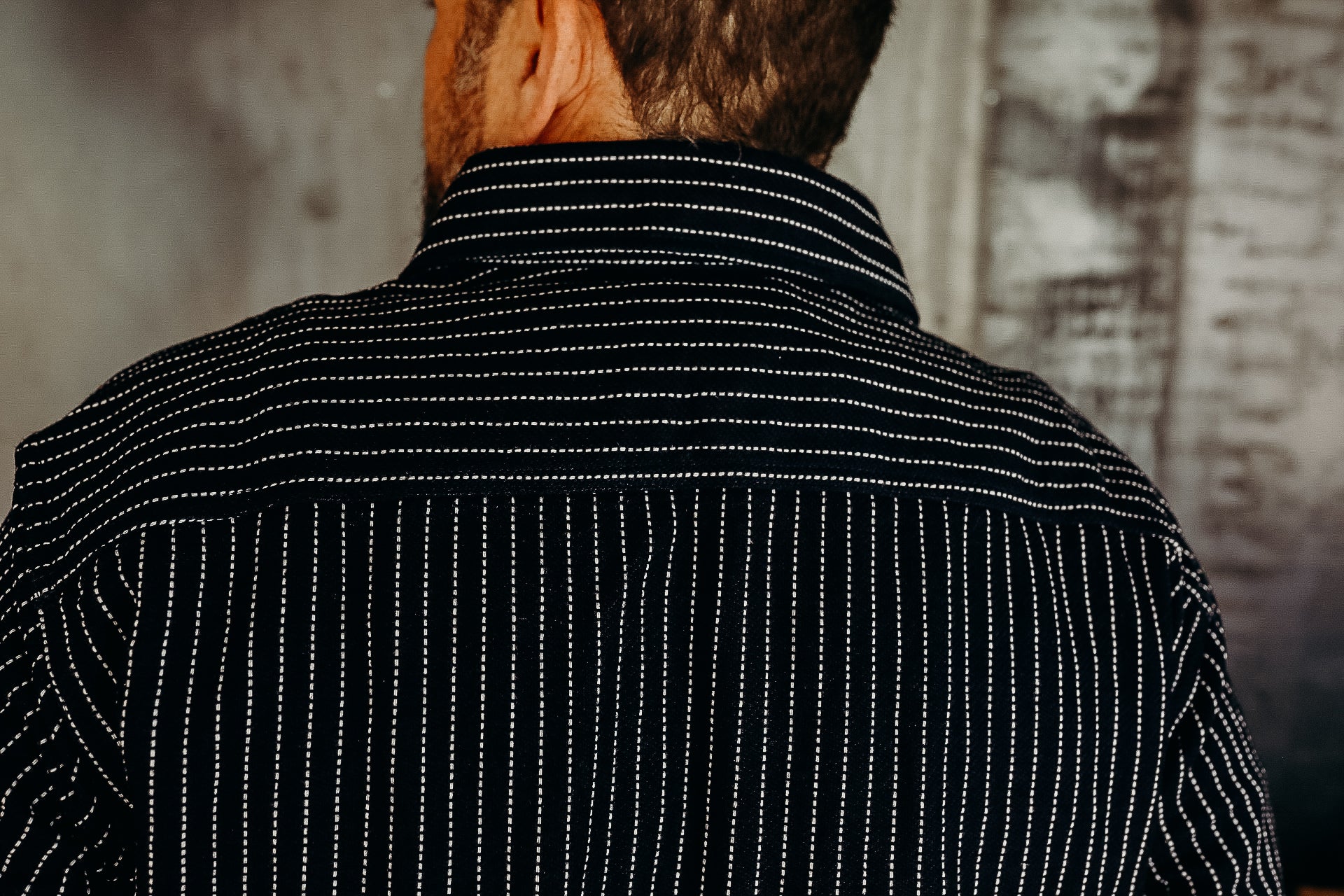 INDIGO STRIPE HEAVY FLANNEL SHIRT　