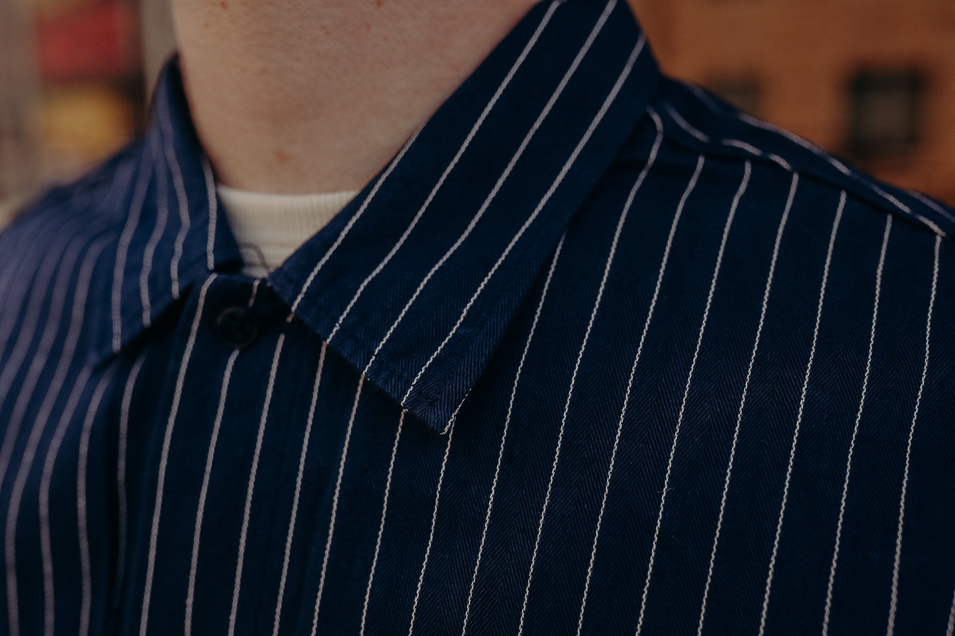 Long Sleeve Work Shirt- Coke Stripe Navy (SC28652)