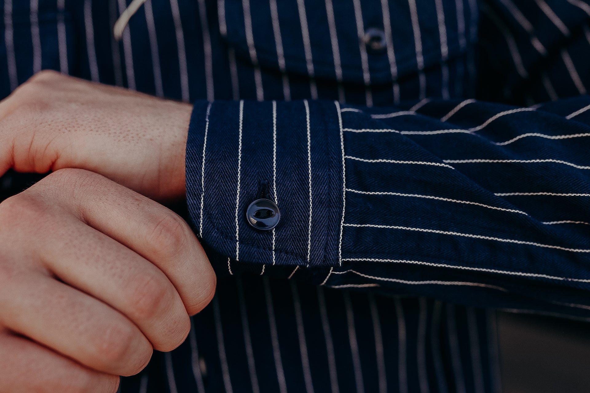 SC28652 Sugar Cane Coke Stripe Long Sleeve Work Shirt- Navy – Iron