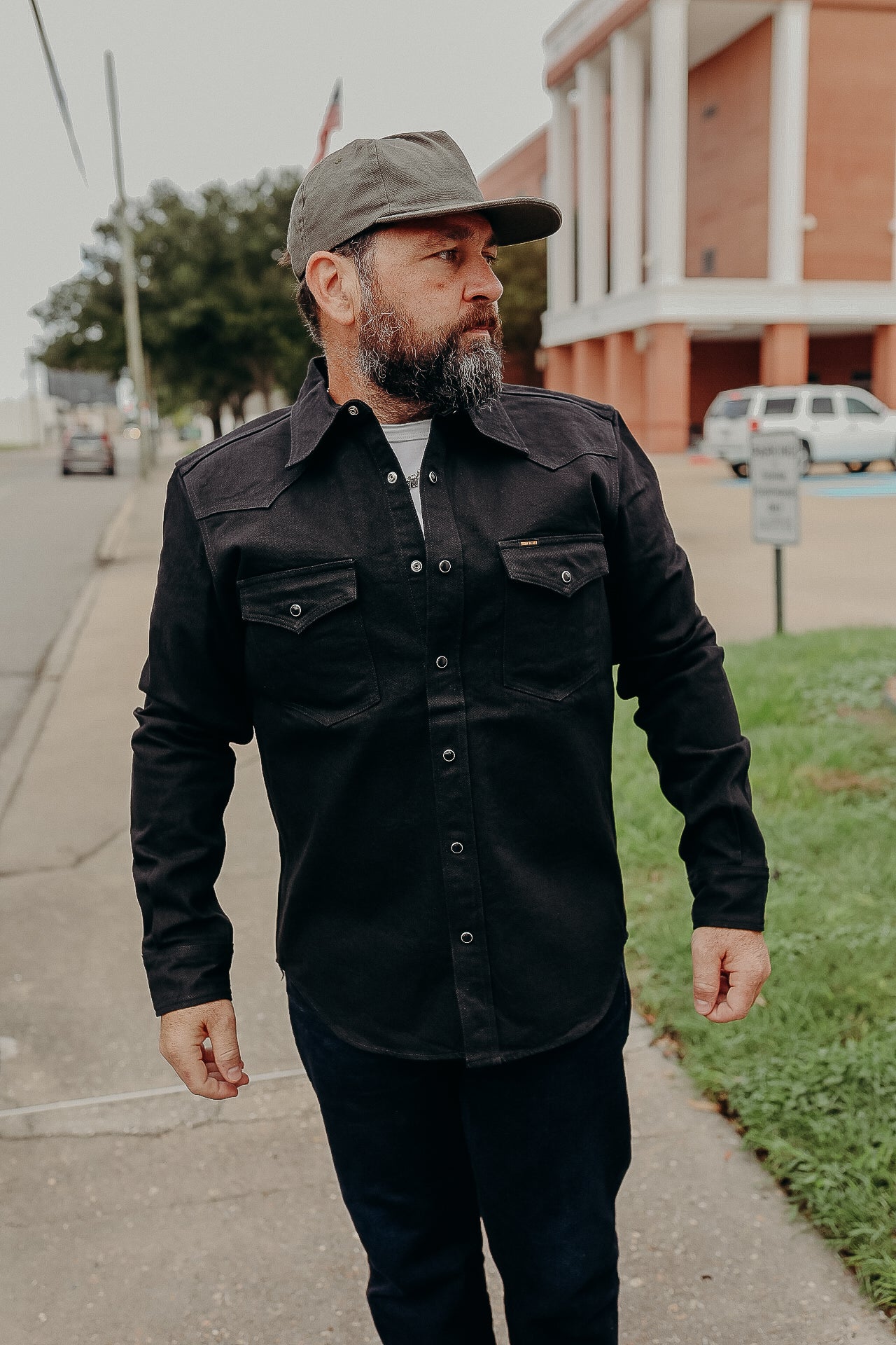 13.5oz Denim Western Shirt - Black IHSH-396-BLK