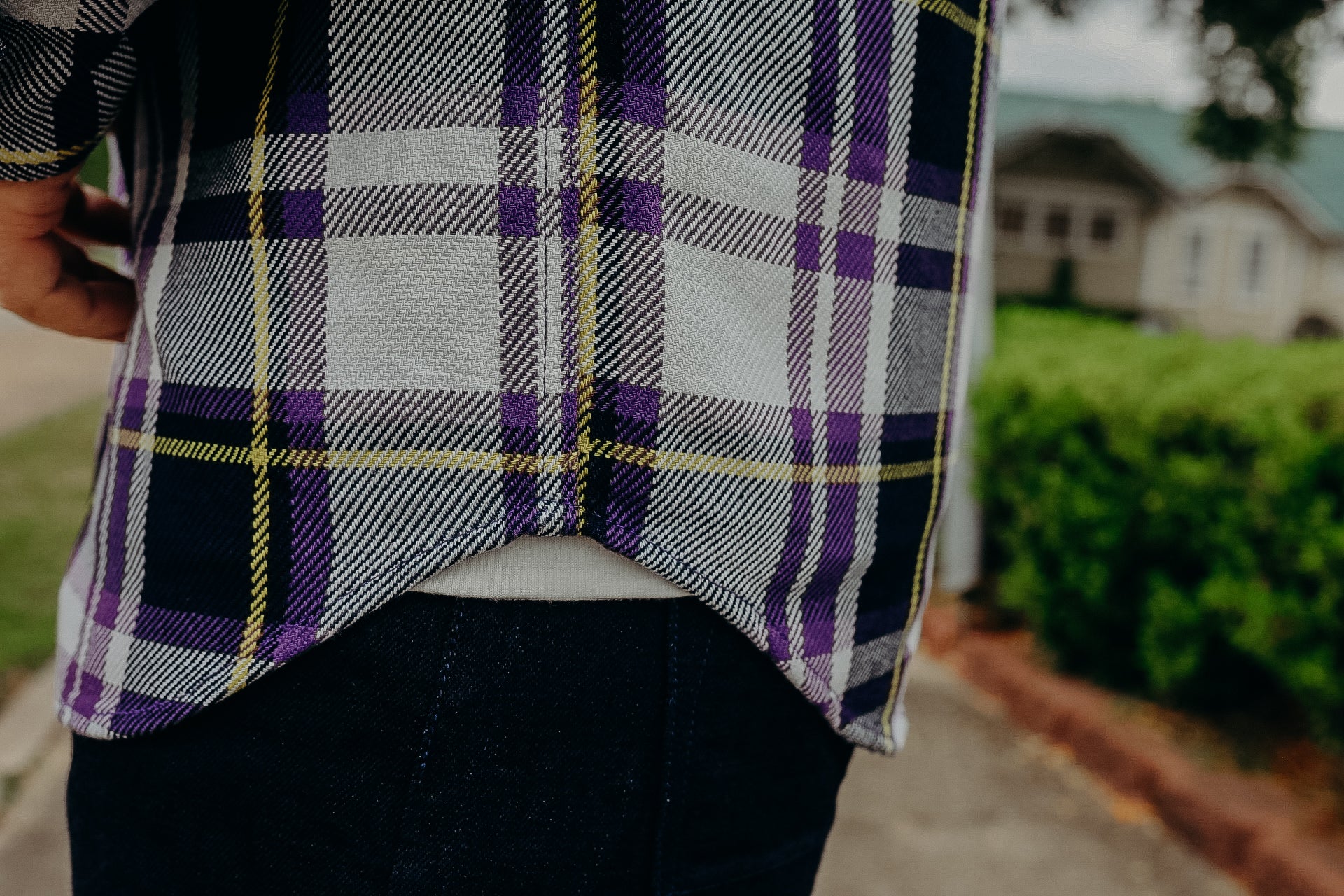 9oz Selvedge American Check Western Shirt - Purple IHSH-390-PUR