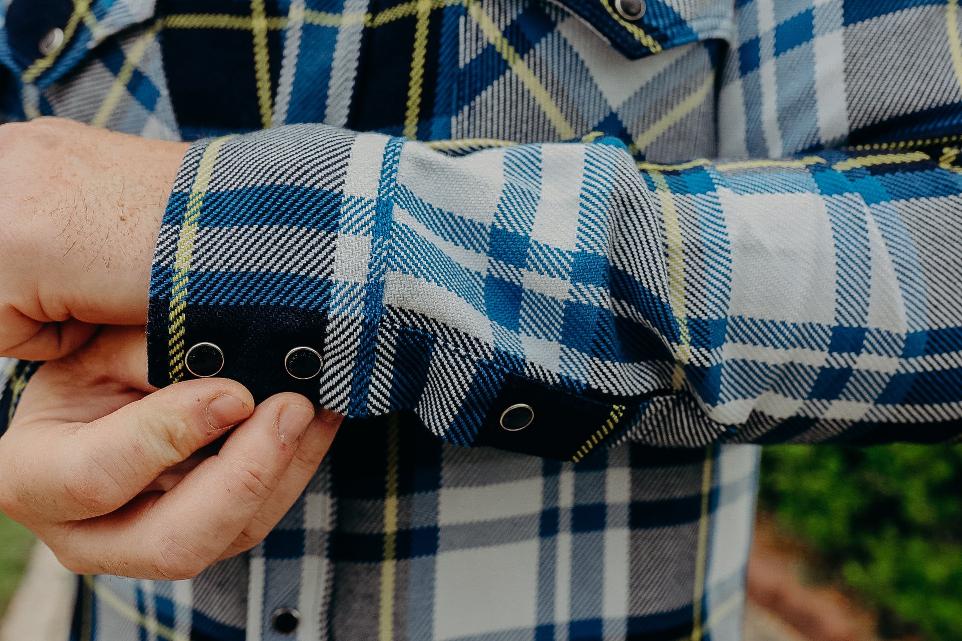 9oz Selvedge American Check Western Shirt - Blue IHSH-390-BLU