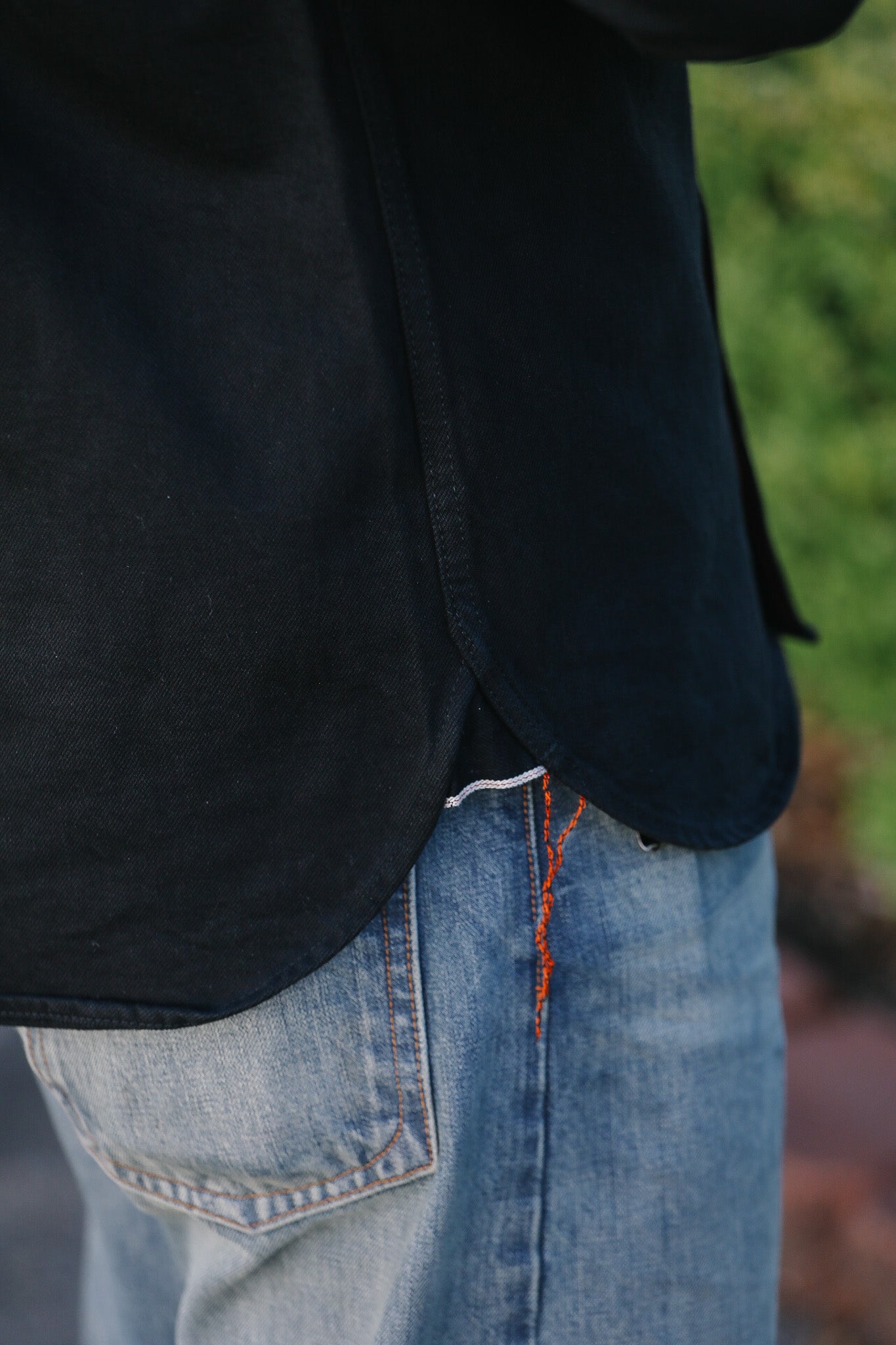 IHSH-338-BLK Iron Heart 12oz Selvedge Denim Work Shirt With Snaps