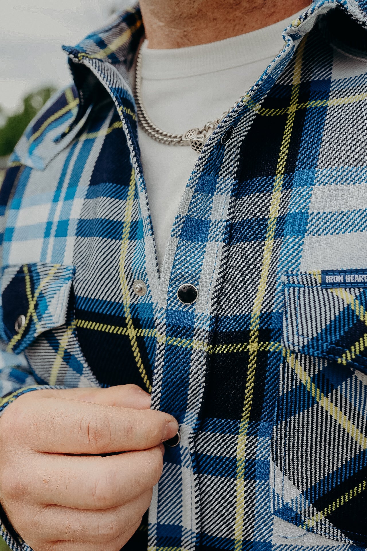 9oz Selvedge American Check Western Shirt - Blue IHSH-390-BLU