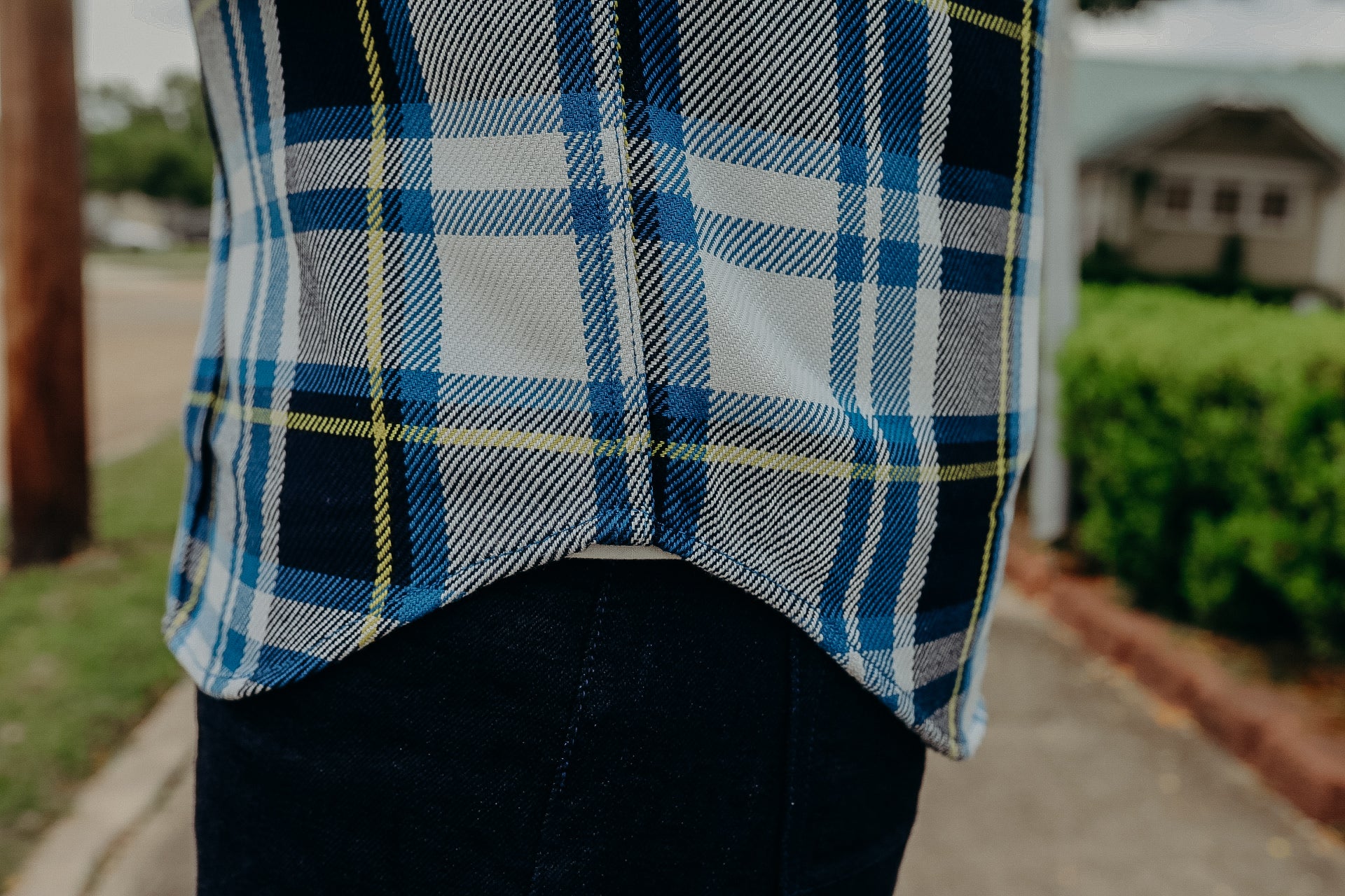 9oz Selvedge American Check Western Shirt - Blue IHSH-390-BLU