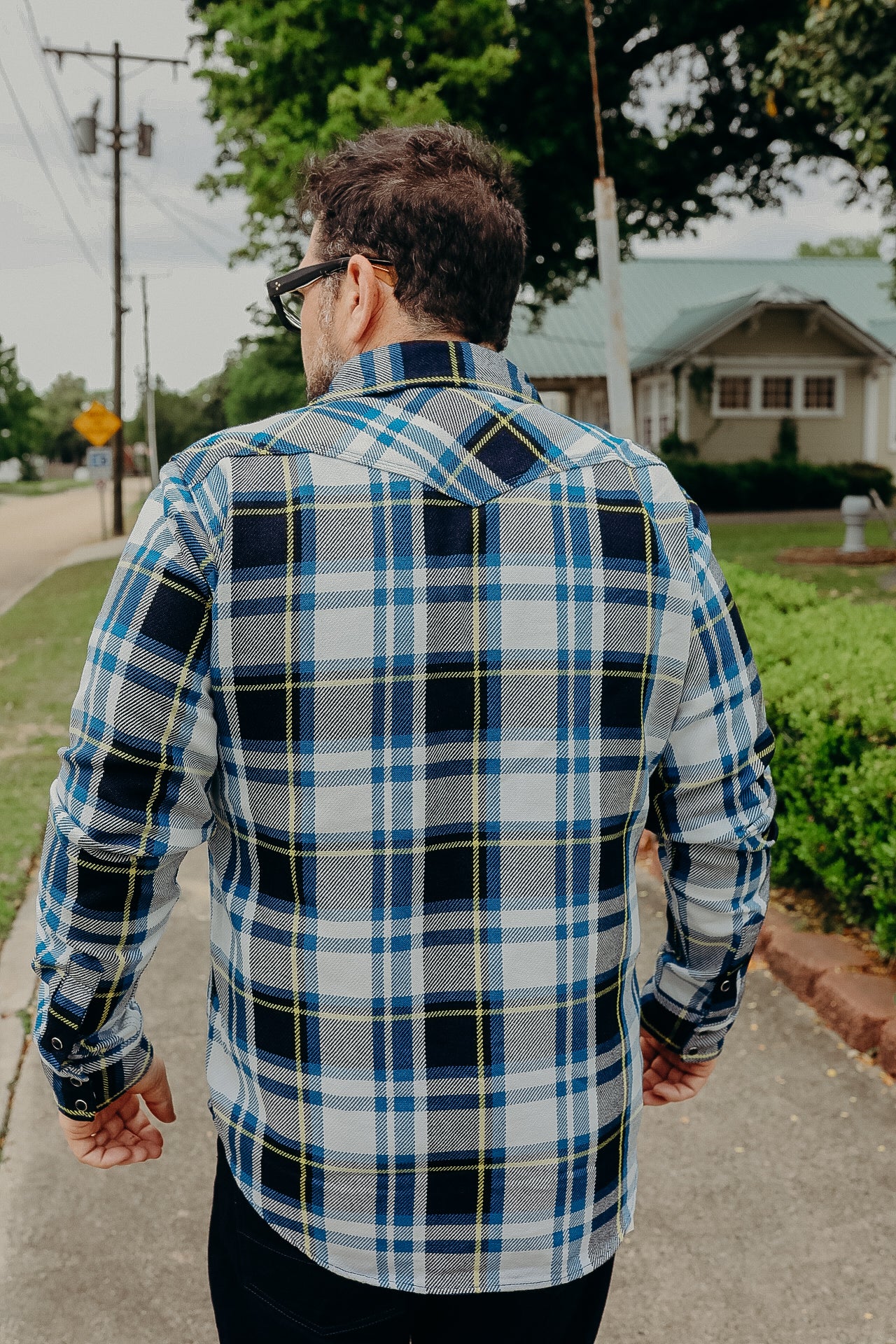 9oz Selvedge American Check Western Shirt - Blue IHSH-390-BLU