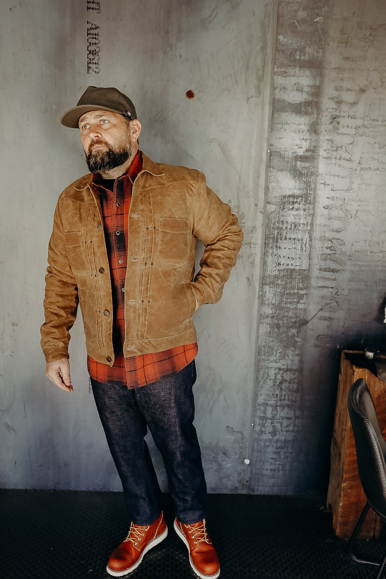 Riders Jacket Waxed Canvas Rust