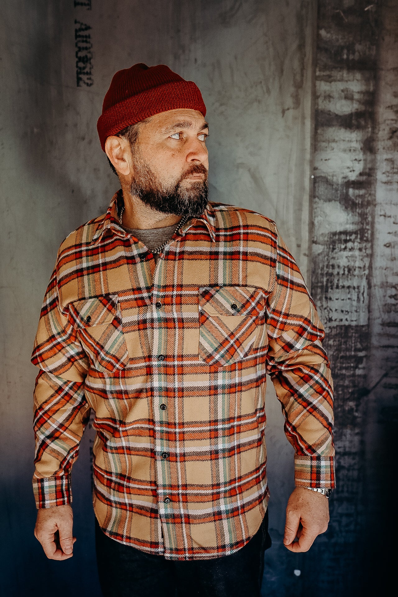 Bryson Shirt, Flannel Check, Beige / Red / White / Green