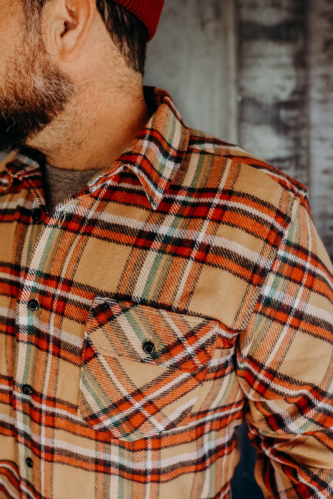 Bryson Shirt, Flannel Check, Beige / Red / White / Green