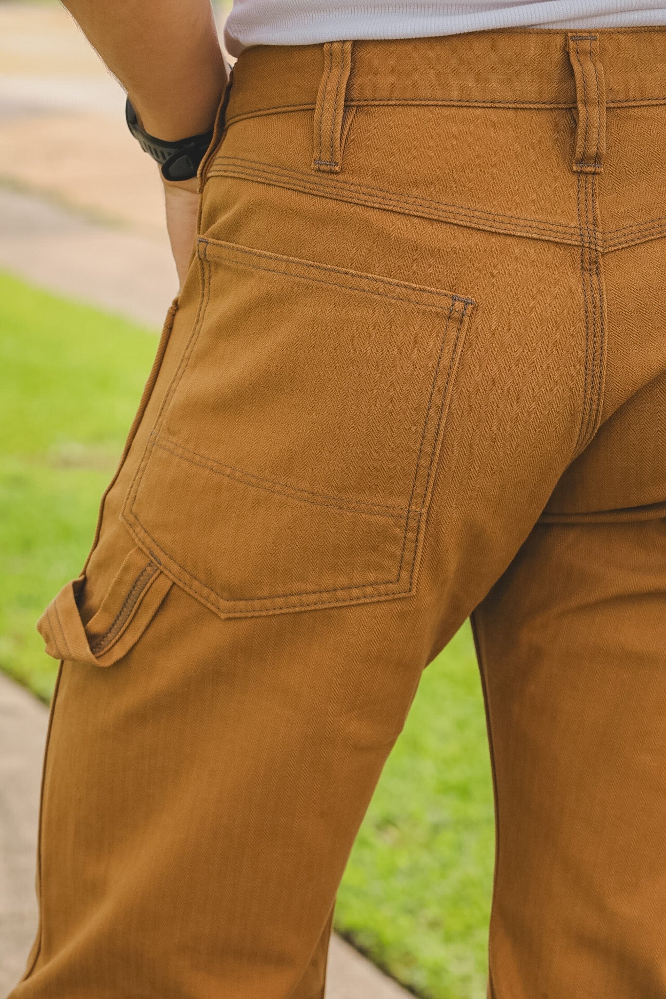 IH-831-BRN Iron Heart 10oz Herringbone Painter's Pants - Brown