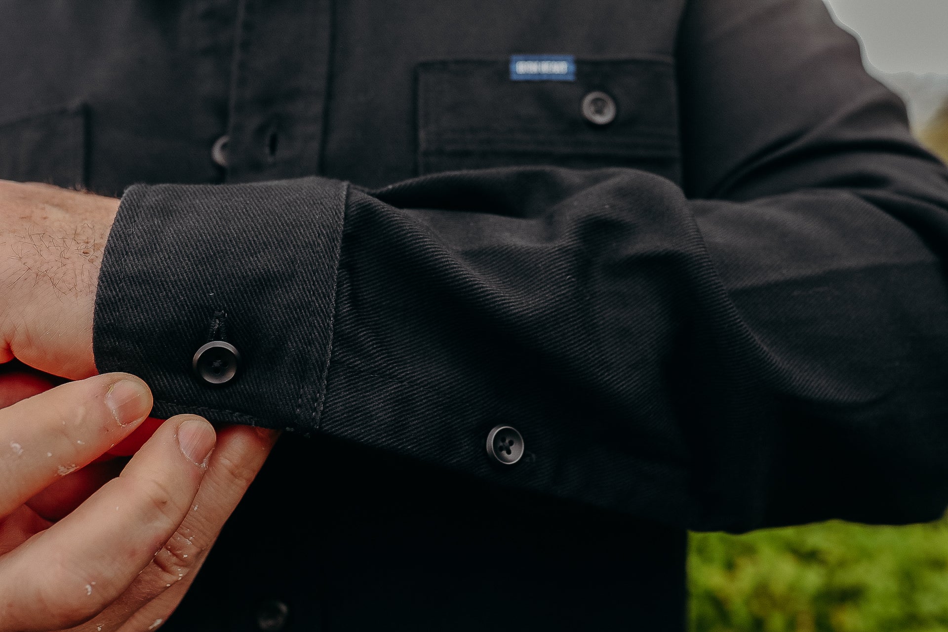 9oz Cotton Linen Work Shirt - Black IHSH-414-BLK