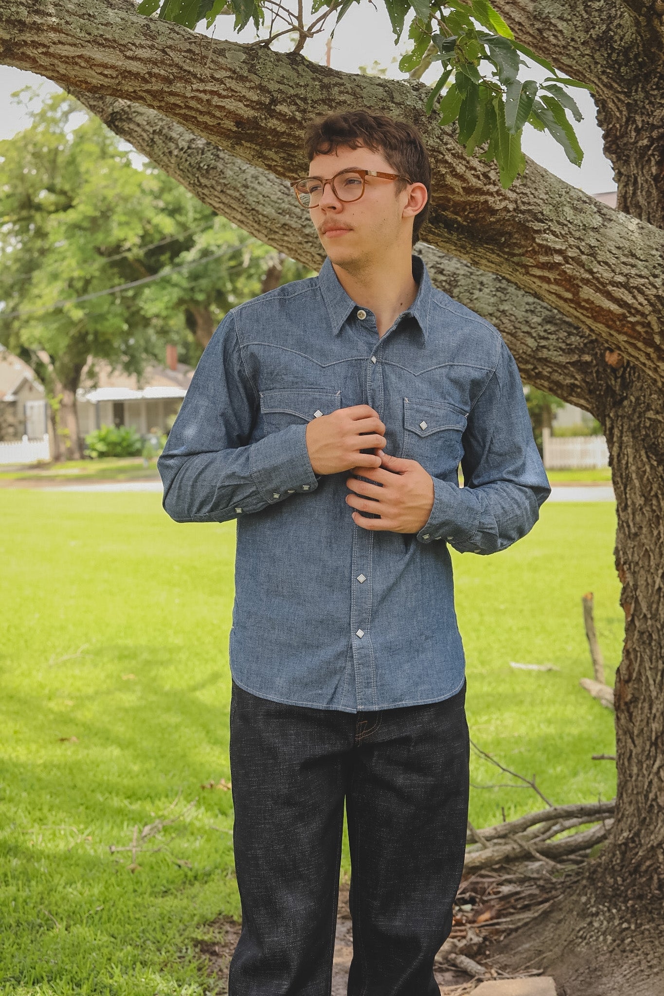 Freenote Cloth Calico Chambray- Dusty Blue  Iron Shop Provisions
