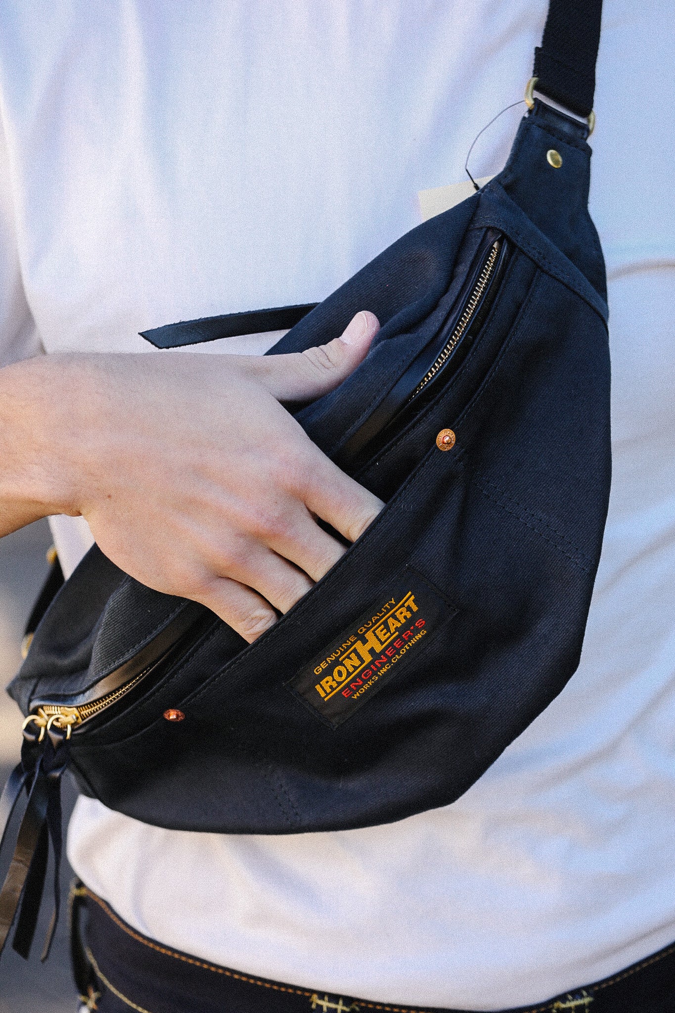 IHE-53-NAV Iron Heart 12oz Whipcord Waist Bag - Navy