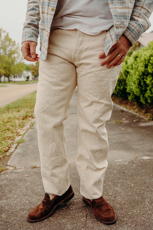 Slim Straight Japanese Cotton Jeans- Ecru (S710SC-KI)