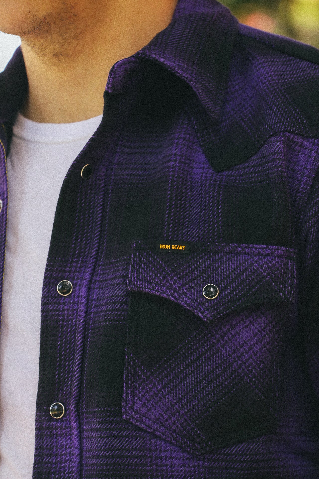 Ultra Heavy Flannel Ombré Check Western Shirt - Purple/Black IHSH-264-PUR