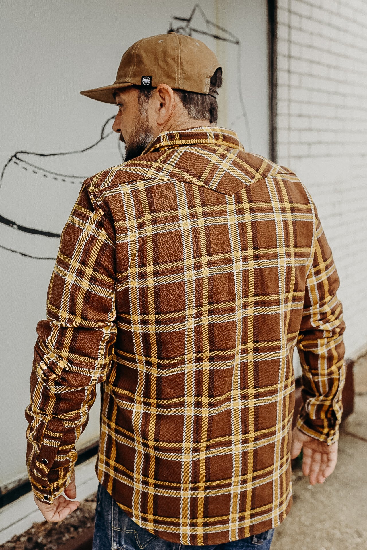Ultra Heavy Flannel Crazy Check Western Shirt - Brown
