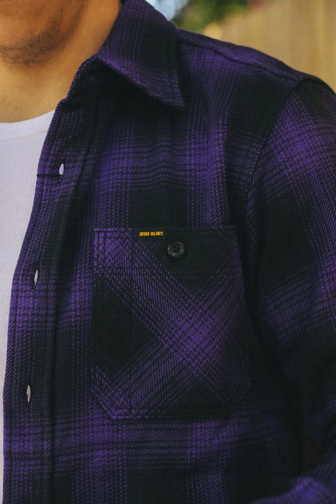 IRON HEART UltraHeavyFlannel Ombré Shirt Iron Heart IHSH-265-PUR Ultra Heavy Flannel Ombré Check Work