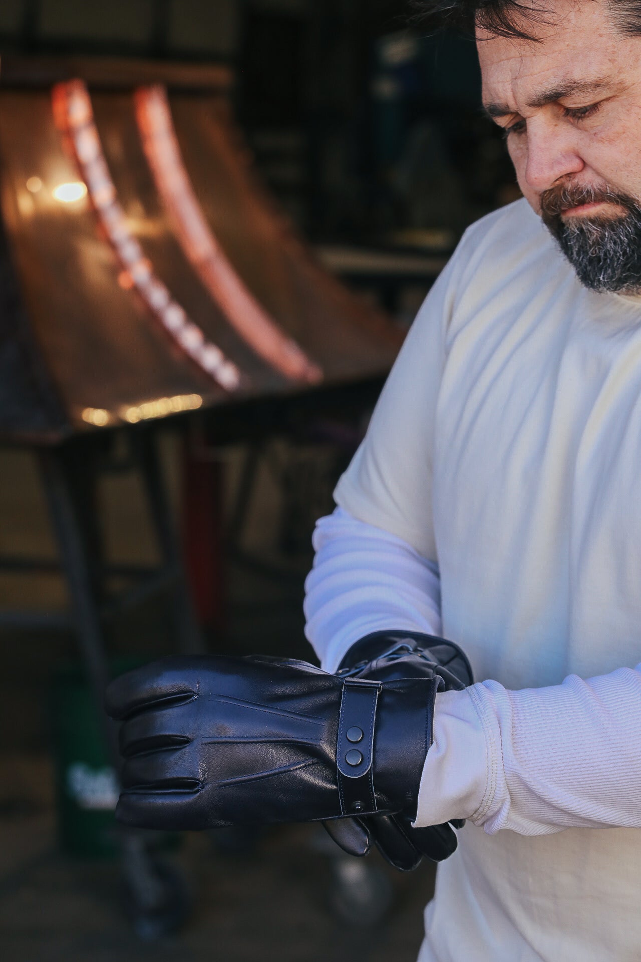 YG-03 Long Horsehide Gloves- Indigo