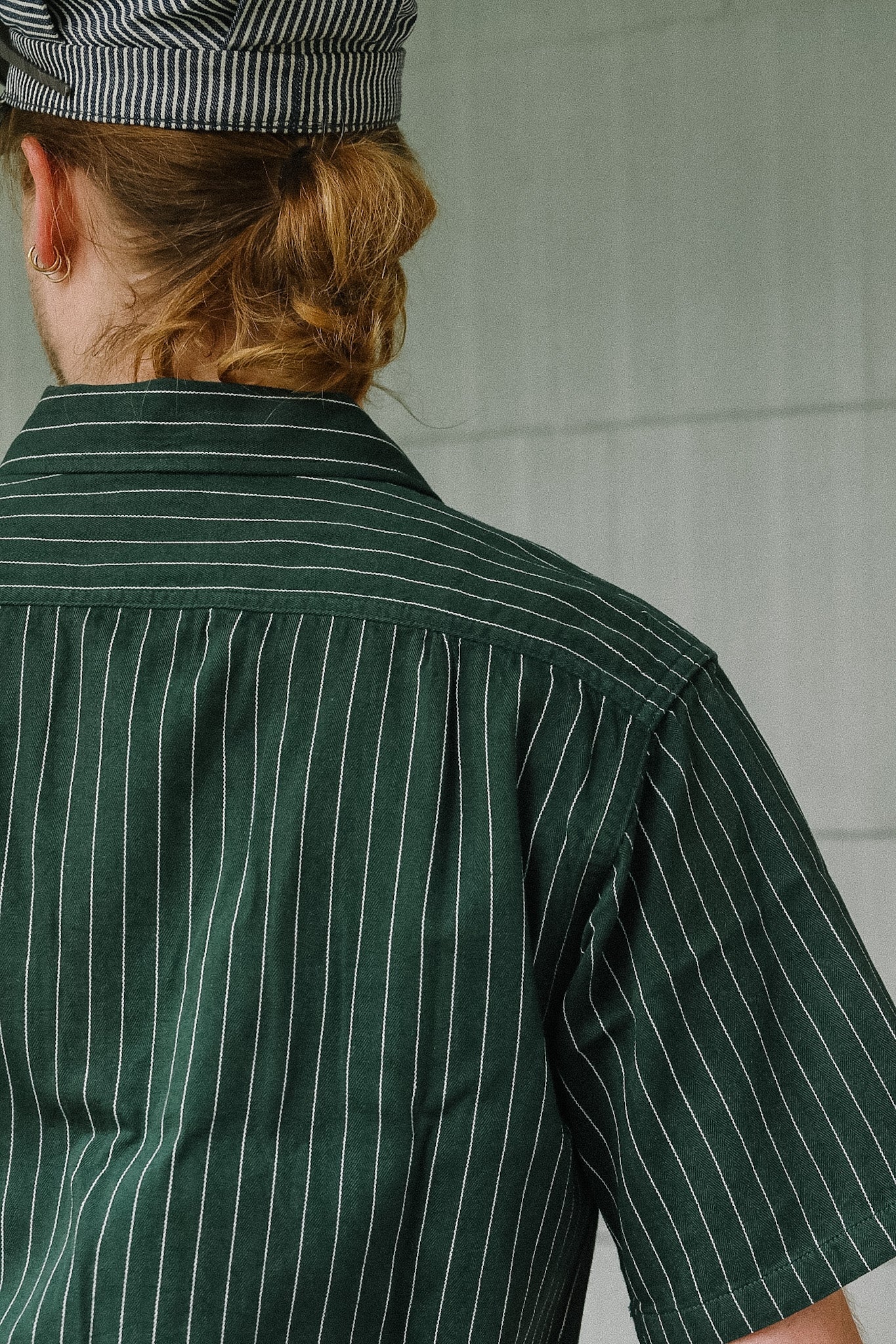 SC38699 Sugar Cane Coke Stripe Short Sleeve Work Shirt- Green