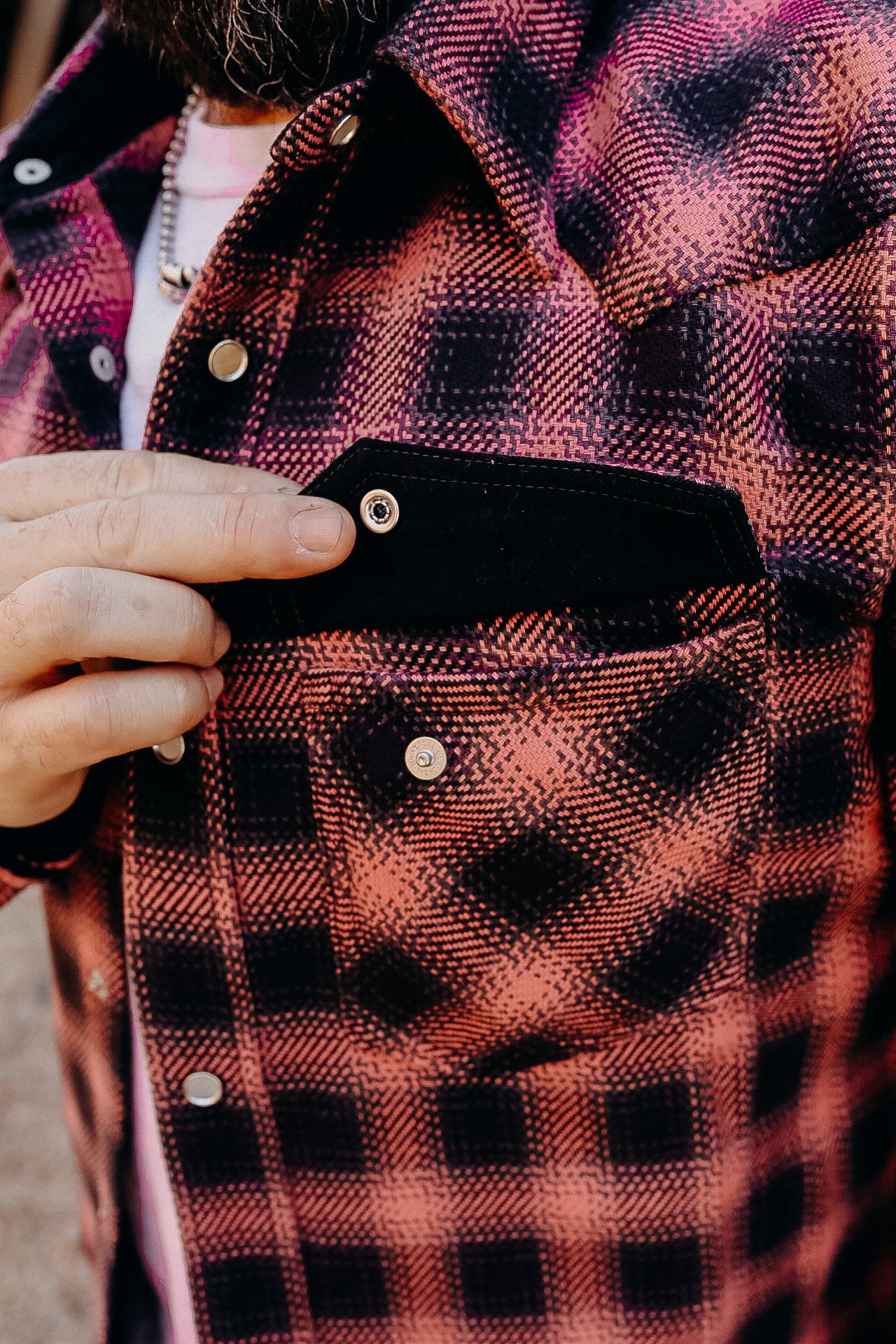 Ombre Check Flannel Western Shirt- Pink