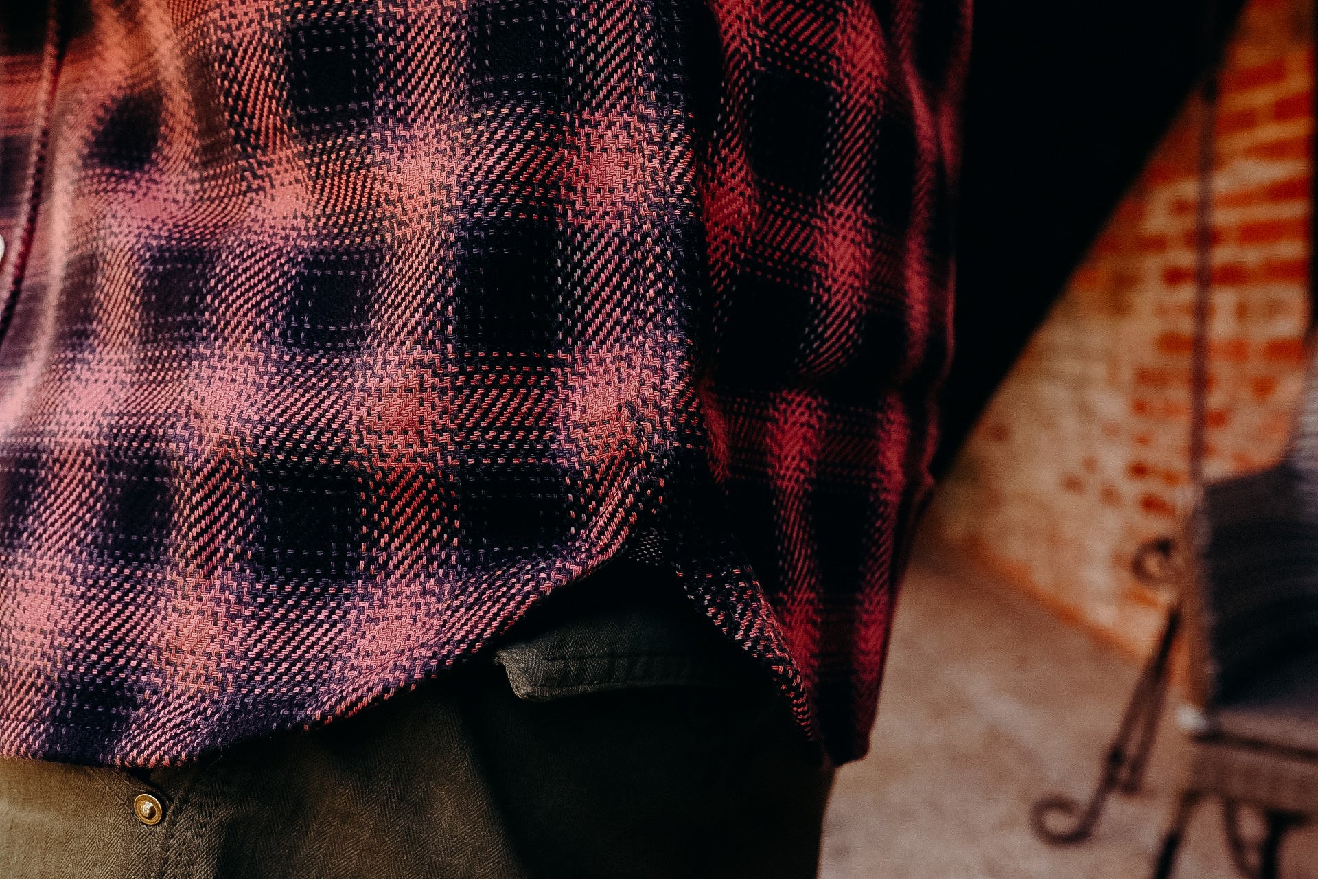 Ombre Check Flannel Western Shirt- Pink
