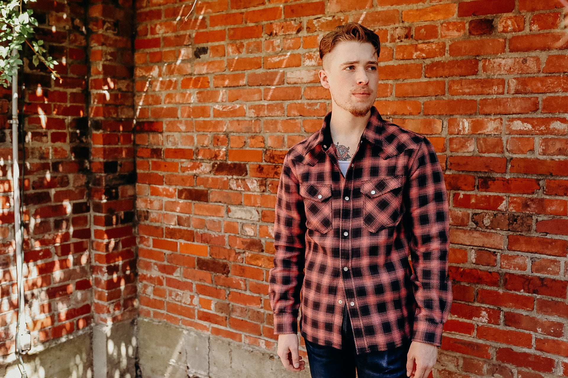Ombre Check Flannel Western Shirt- Pink