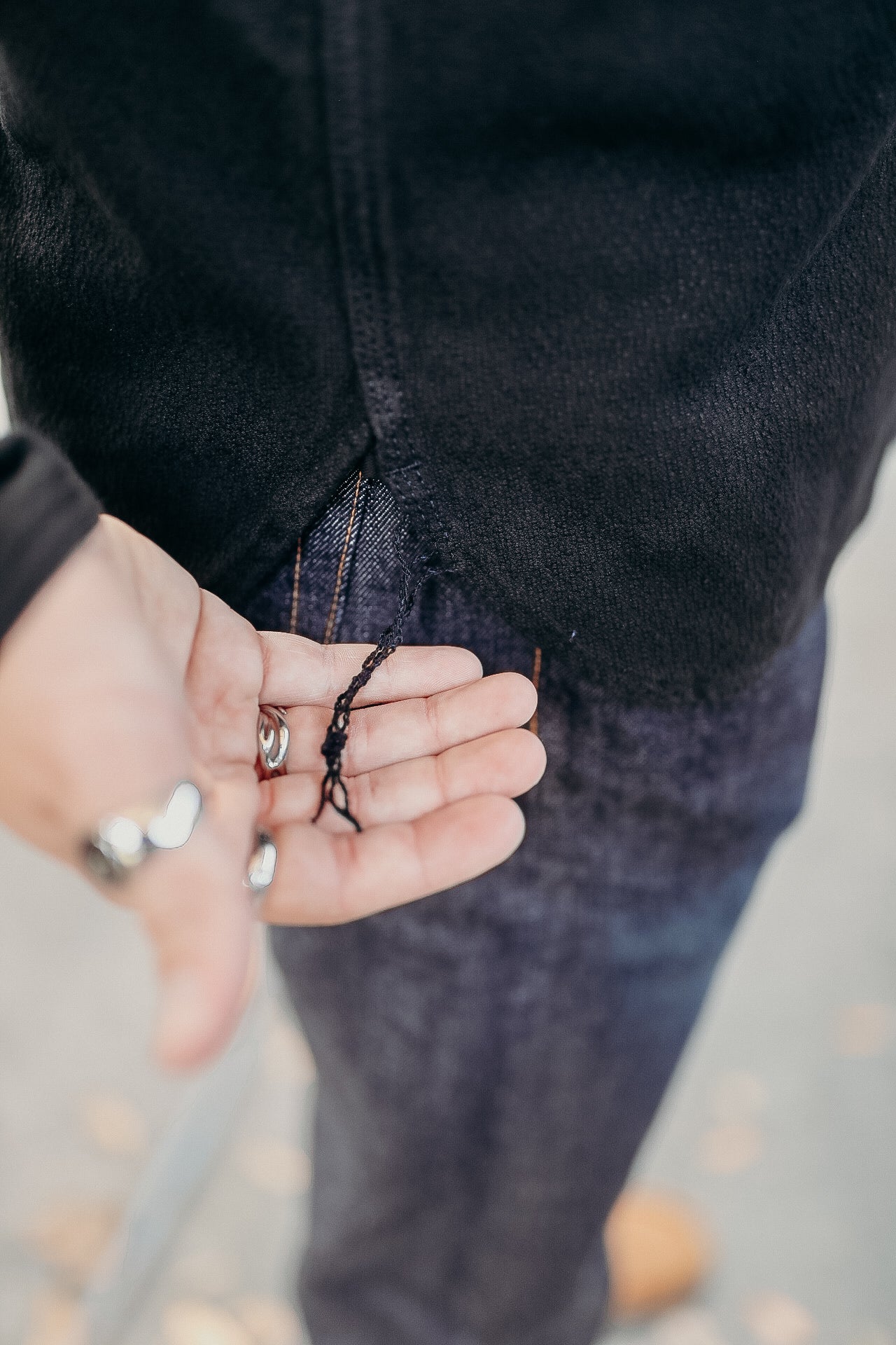 Overdyed Sashiko Flannel Work Shirt- Black (SSN24-01W)