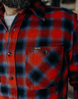 Ultra Heavy Flannel Ombré Check Work Shirt - Red