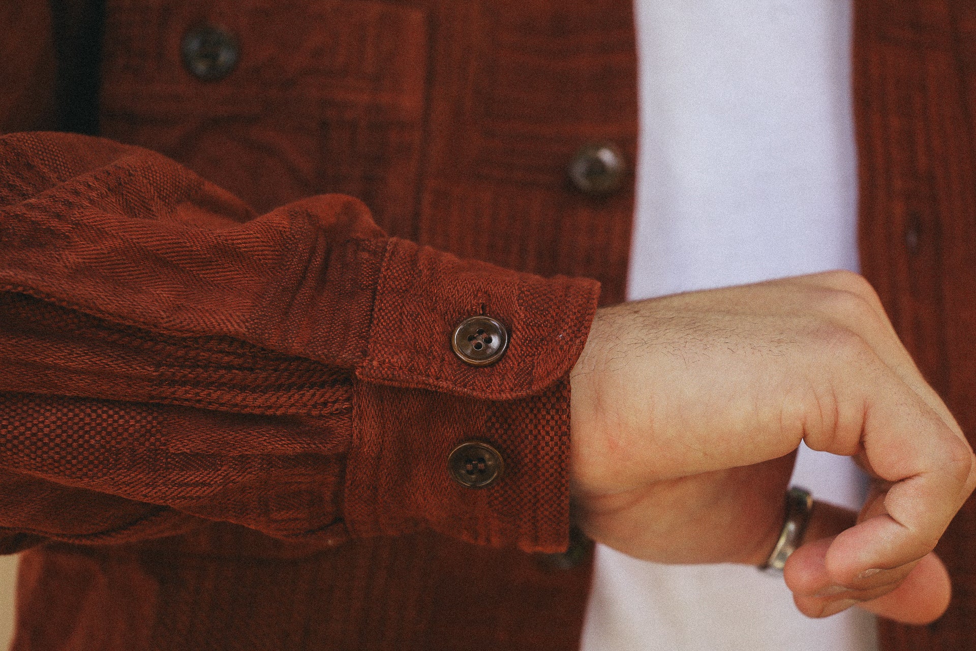 &quot;Amami Dorozome&quot; Boro Workshirt - Amber Brown (5717)