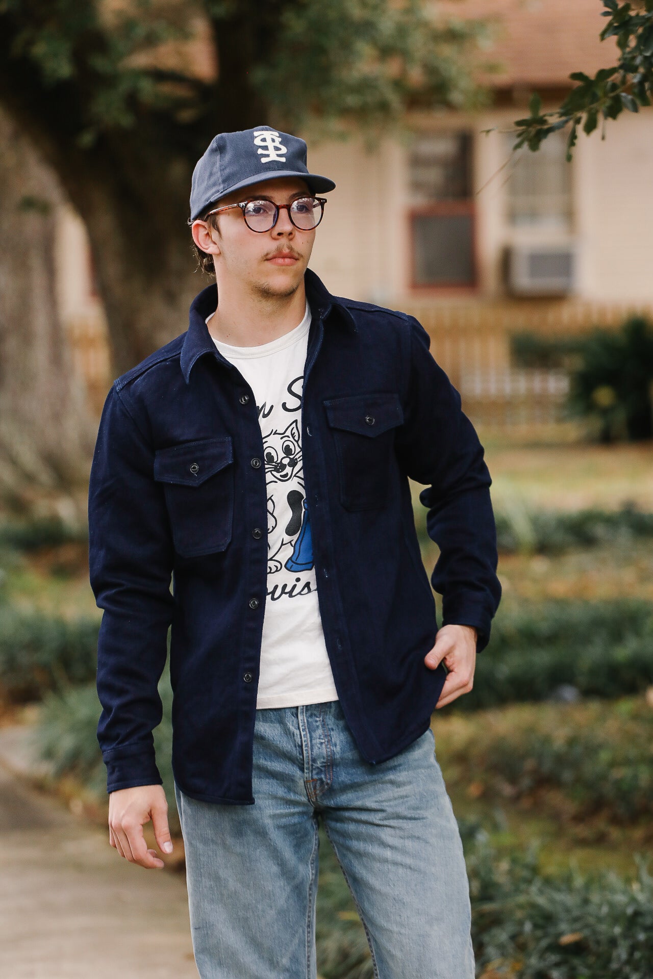 502256 Indigo Tricotine Shirt- Indigo