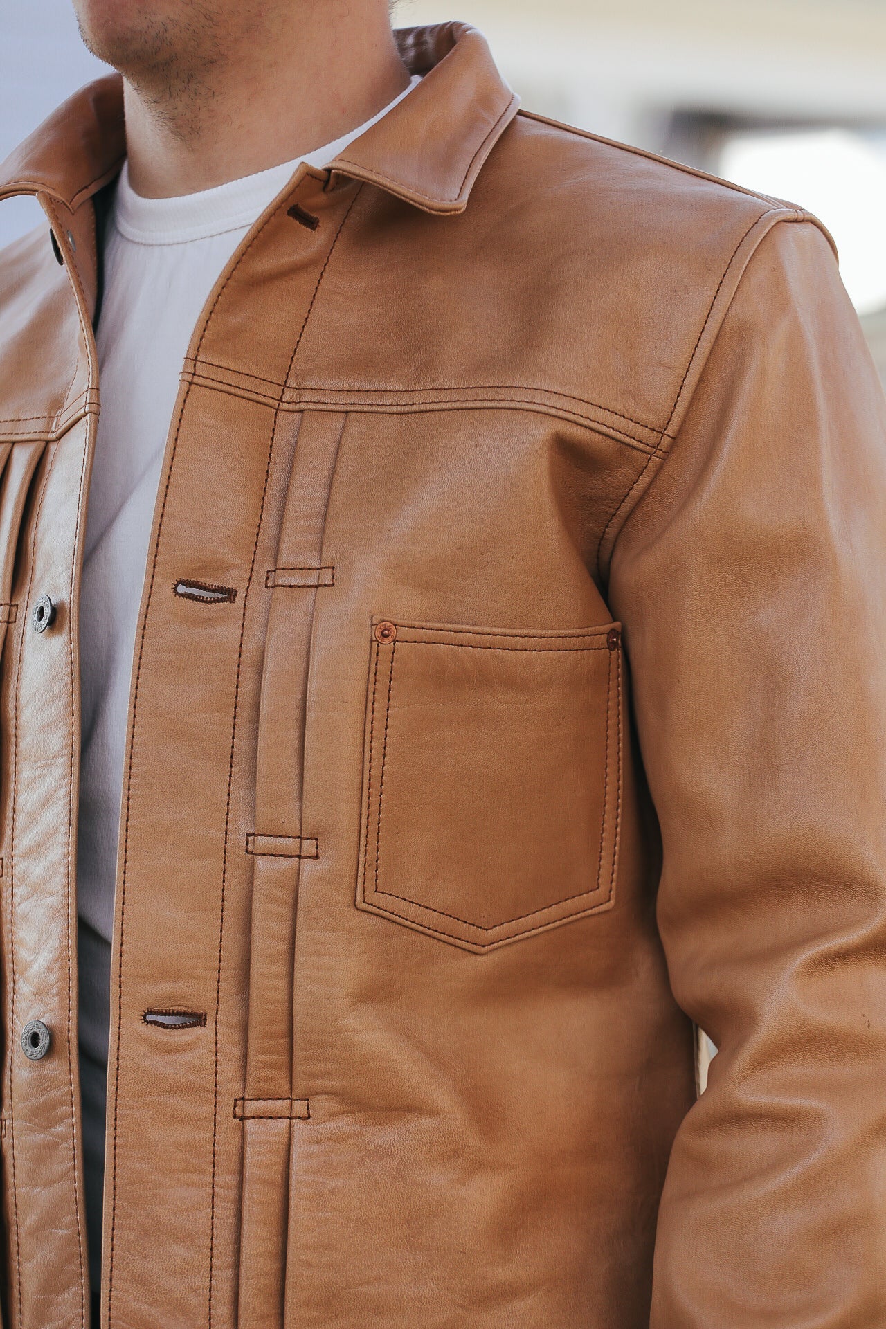 KB-140-T Persimmon Dyed Horsehide WWII Type One Jacket- Kakishibu KB-140-T Persimmon Dyed Horsehide WWII Type One Jacket- Kakishibu