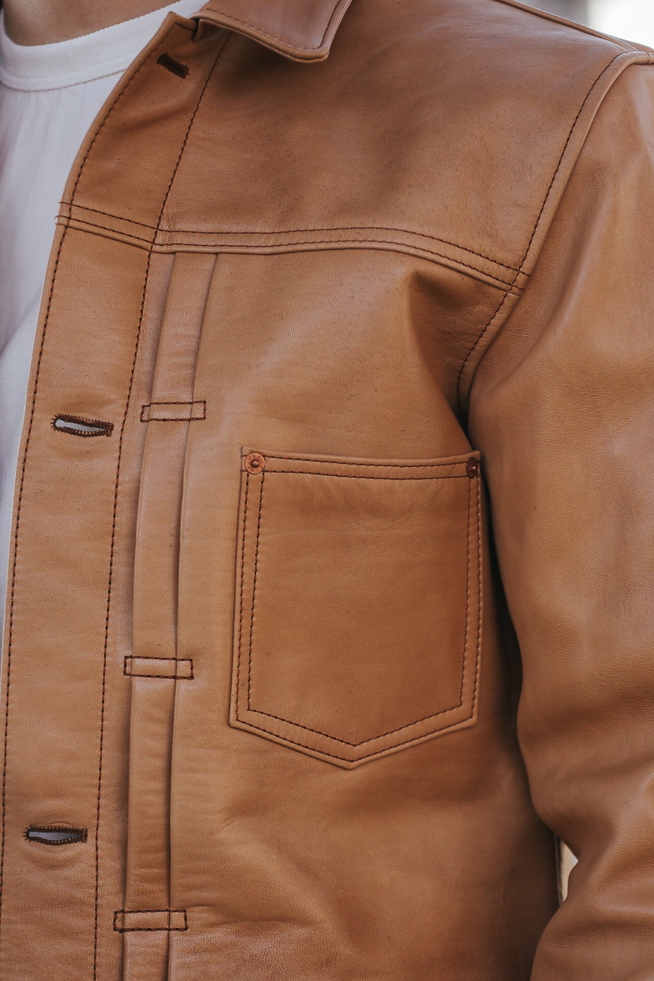 KB-140-T Persimmon Dyed Horsehide WWII Type One Jacket- Kakishibu