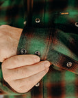 Ultra Heavy Flannel Ombré Check Western Shirt - Green