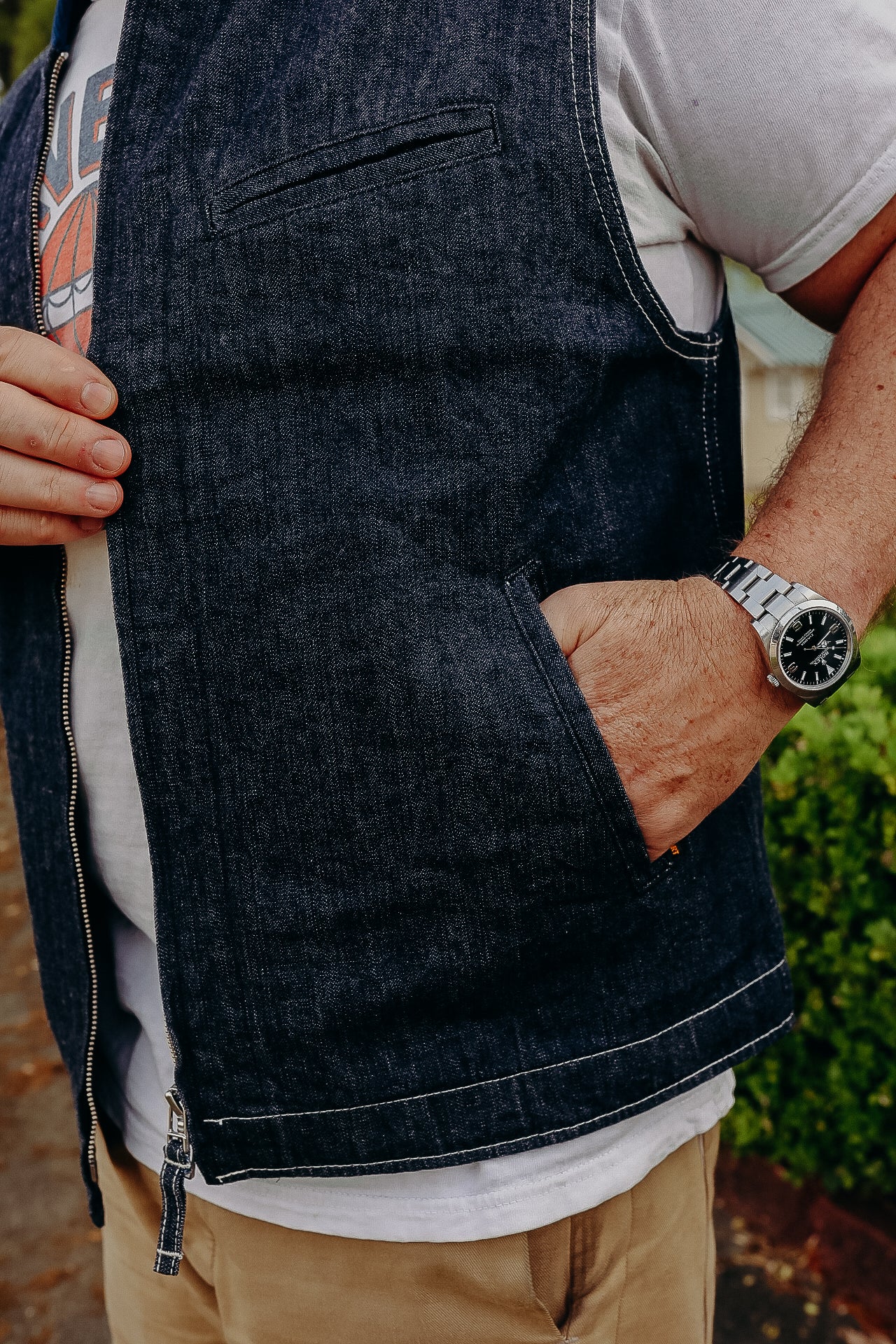 トップス Engineered Garments Over Vest 10oz Denim 10oz Selvedge Denim Work Vest - Indigo IHV-48-IND – Iron Shop