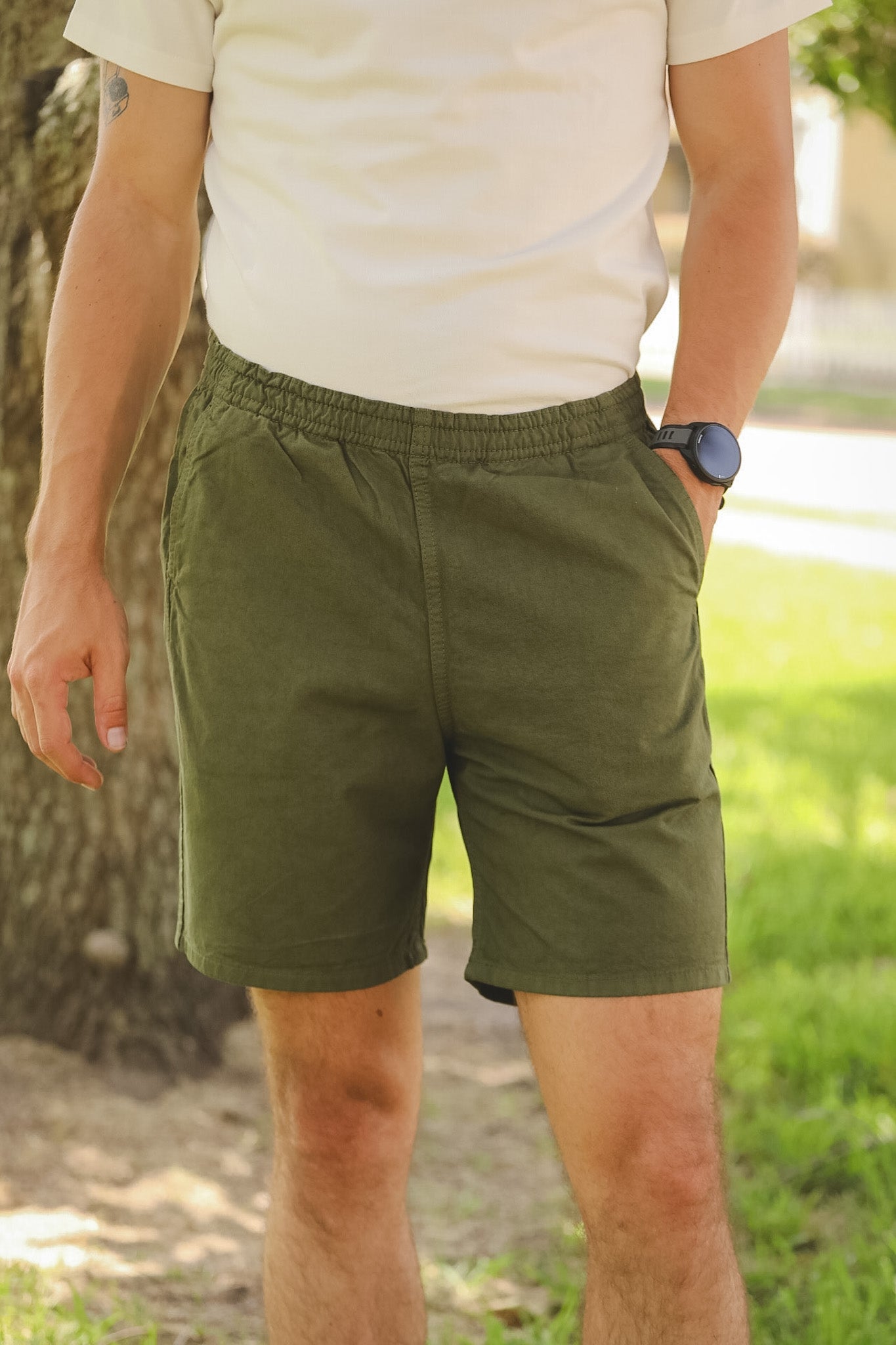 IH-729-OLV Iron Heart Cotton Easy Shorts - Olive