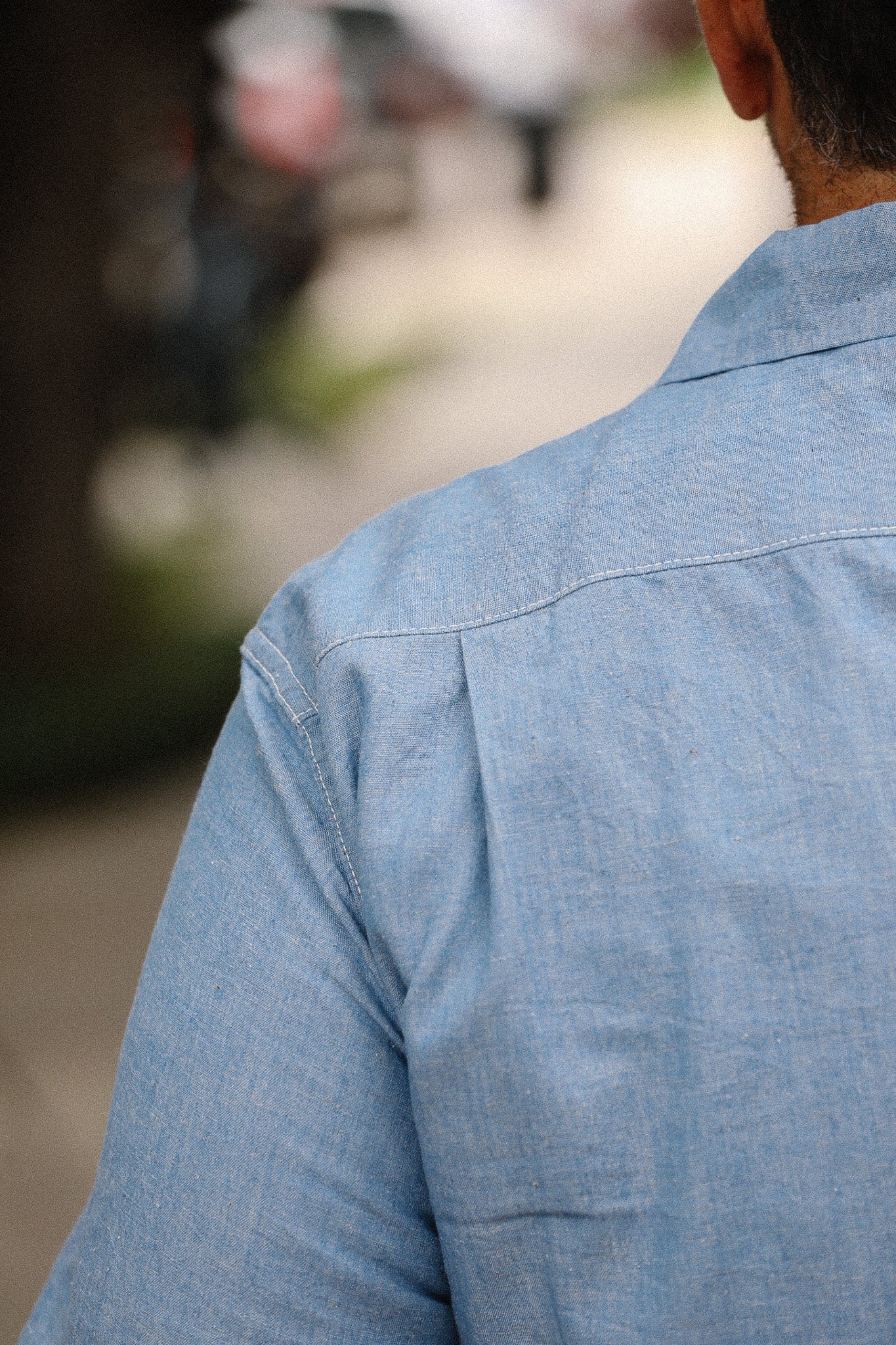 IHSH-447-SAX Iron Heart 5oz Cotton Linen Open Collar Short Sleeve Shirt - Sax Blue