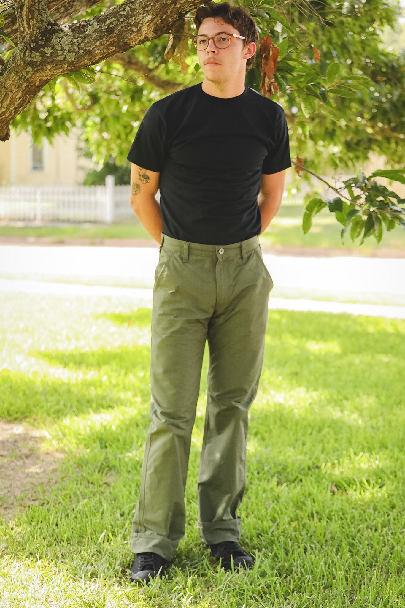 IH-746-GRN Iron Heart 8oz Ripstop Wide Pants - Army Green