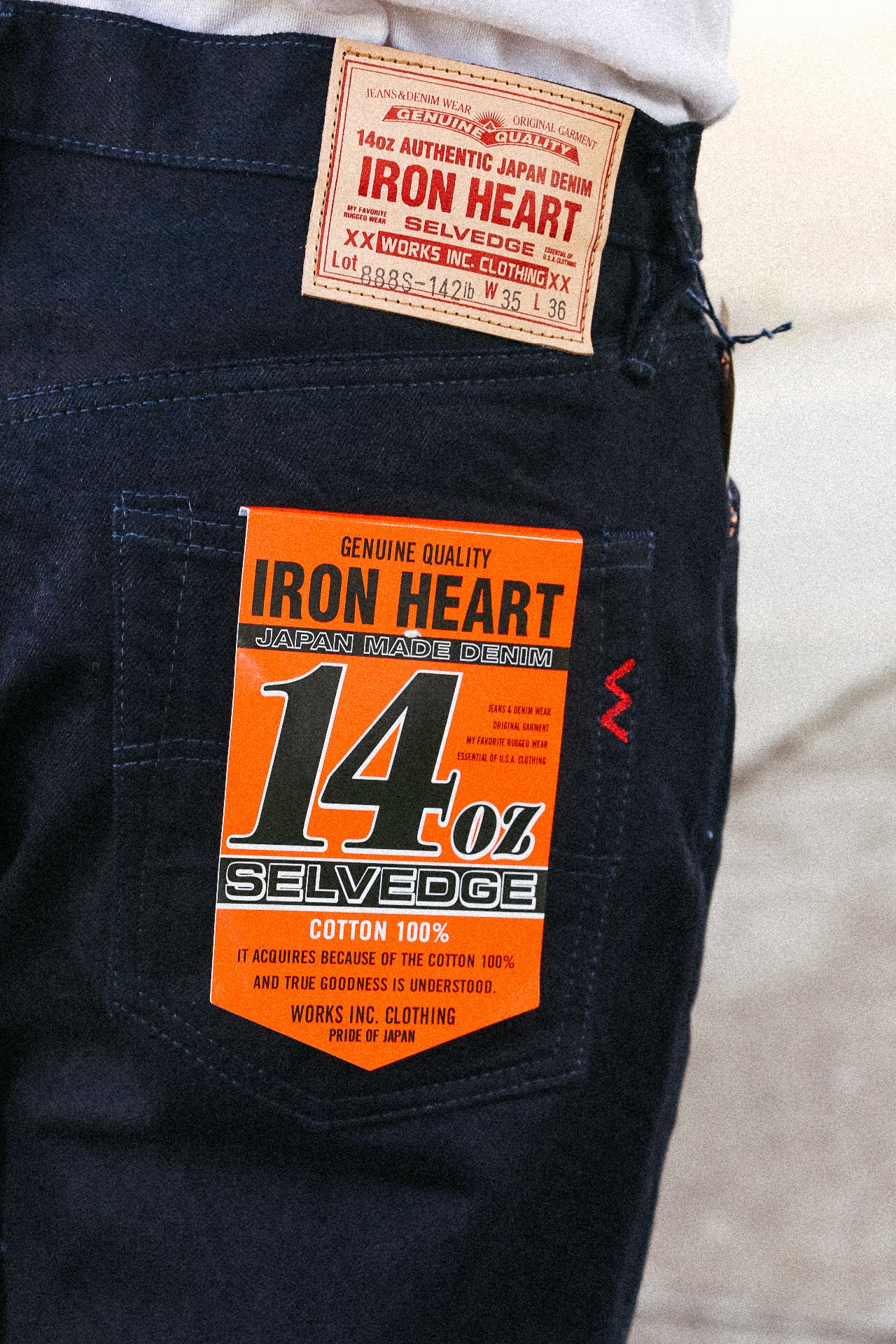 14oz Selvedge Denim Medium/High Rise Tapered Cut Jeans - Indigo 