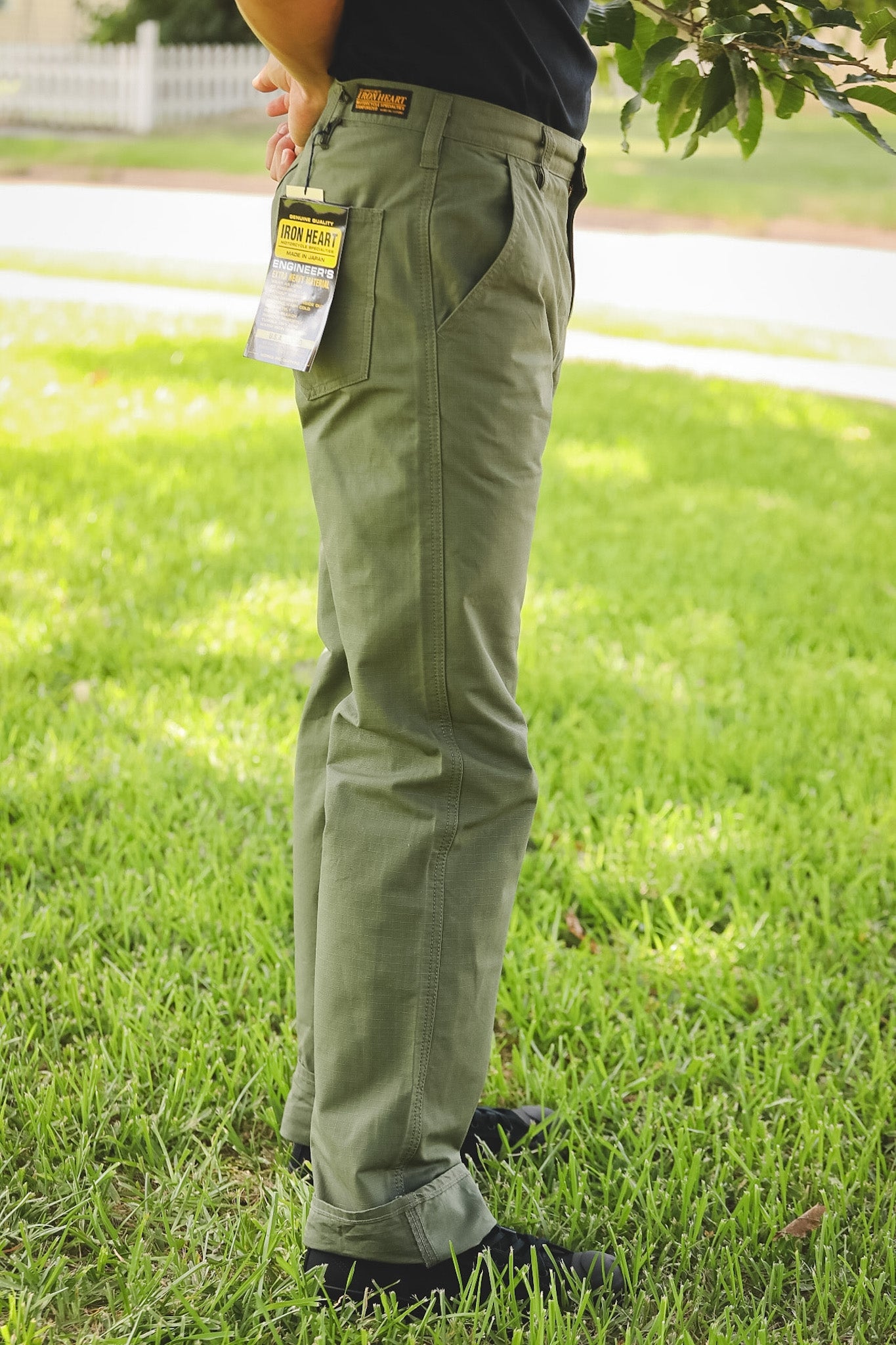 IH-746-GRN Iron Heart 8oz Ripstop Wide Pants - Army Green
