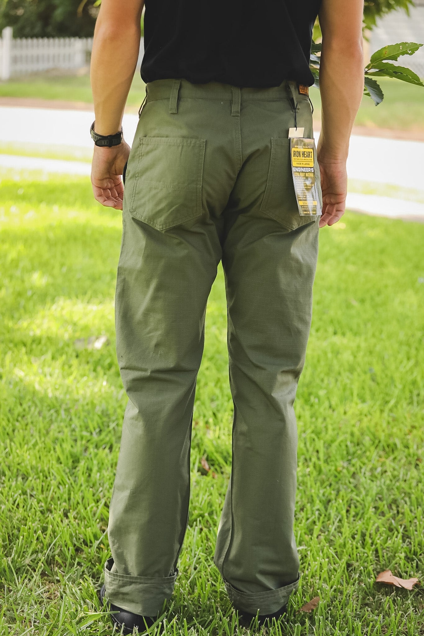 IH-746-GRN Iron Heart 8oz Ripstop Wide Pants - Army Green