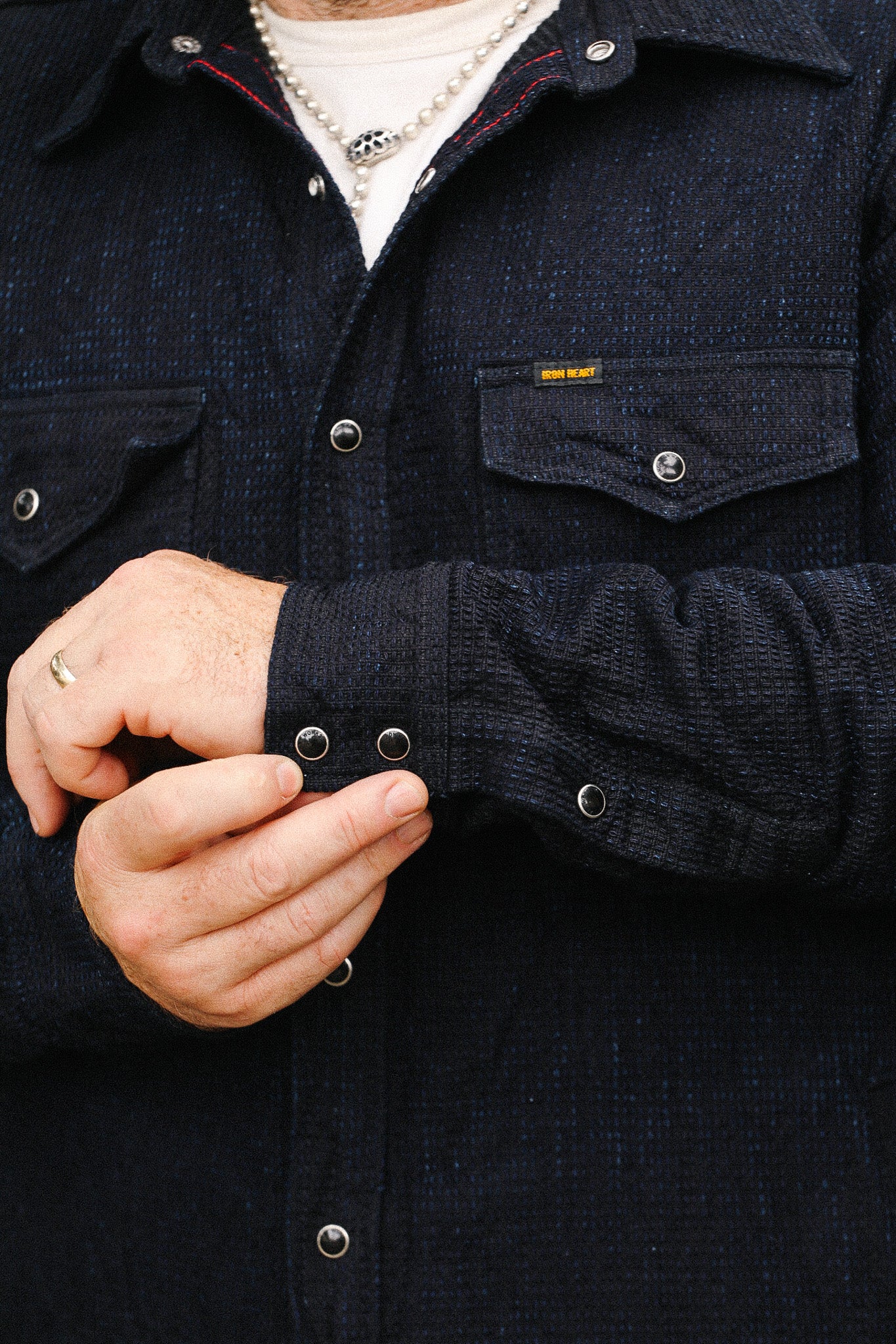 IHSH-437-IND Iron Heart 13.5oz Dobby Cloth CPO Shirt - Indigo