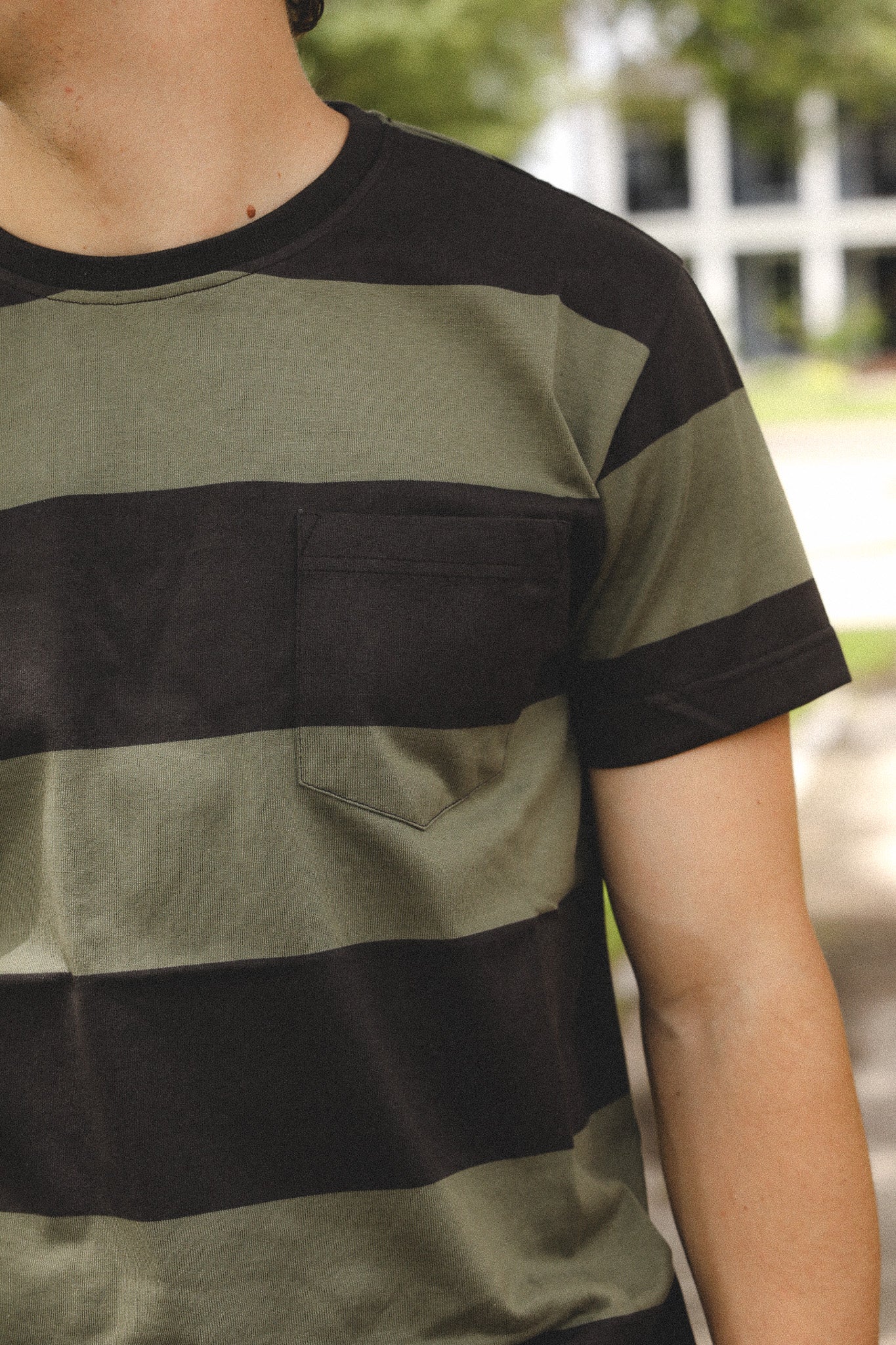 Indigofera Wilson Stripe T-Shirt- Charcoal/ Green