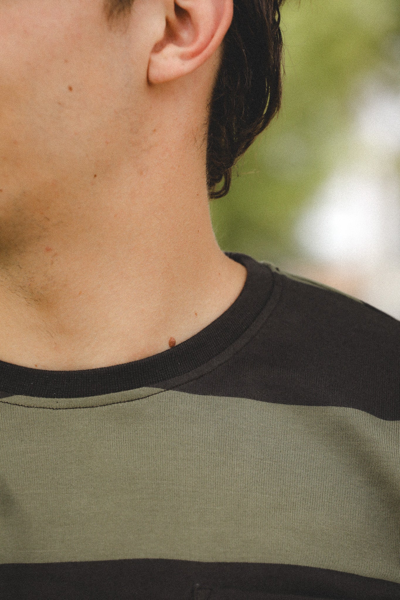 Indigofera Wilson Stripe T-Shirt- Charcoal/ Green