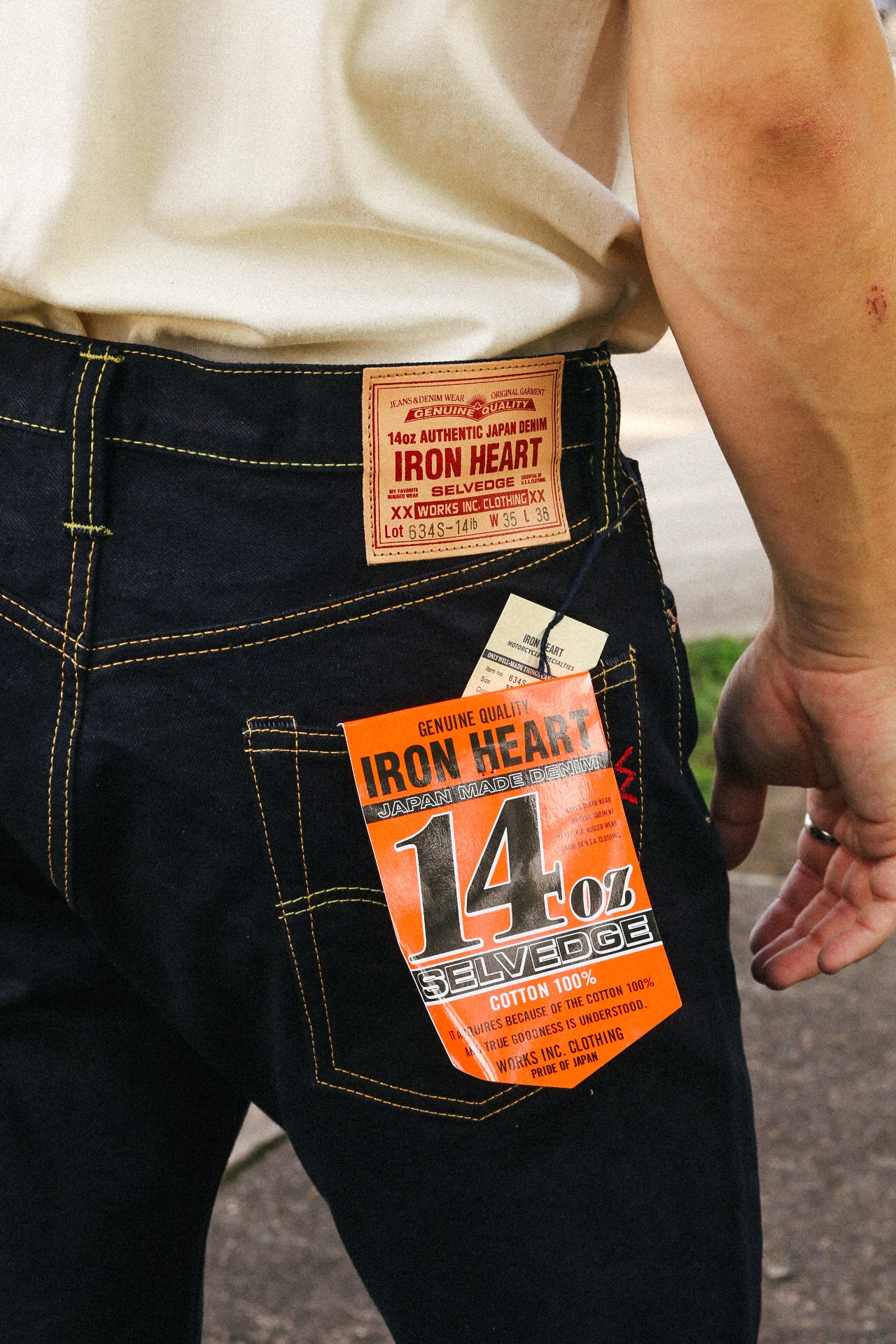 14oz Selvedge Denim Straight Cut Jeans - Indigo/Black IH-634S-142ib