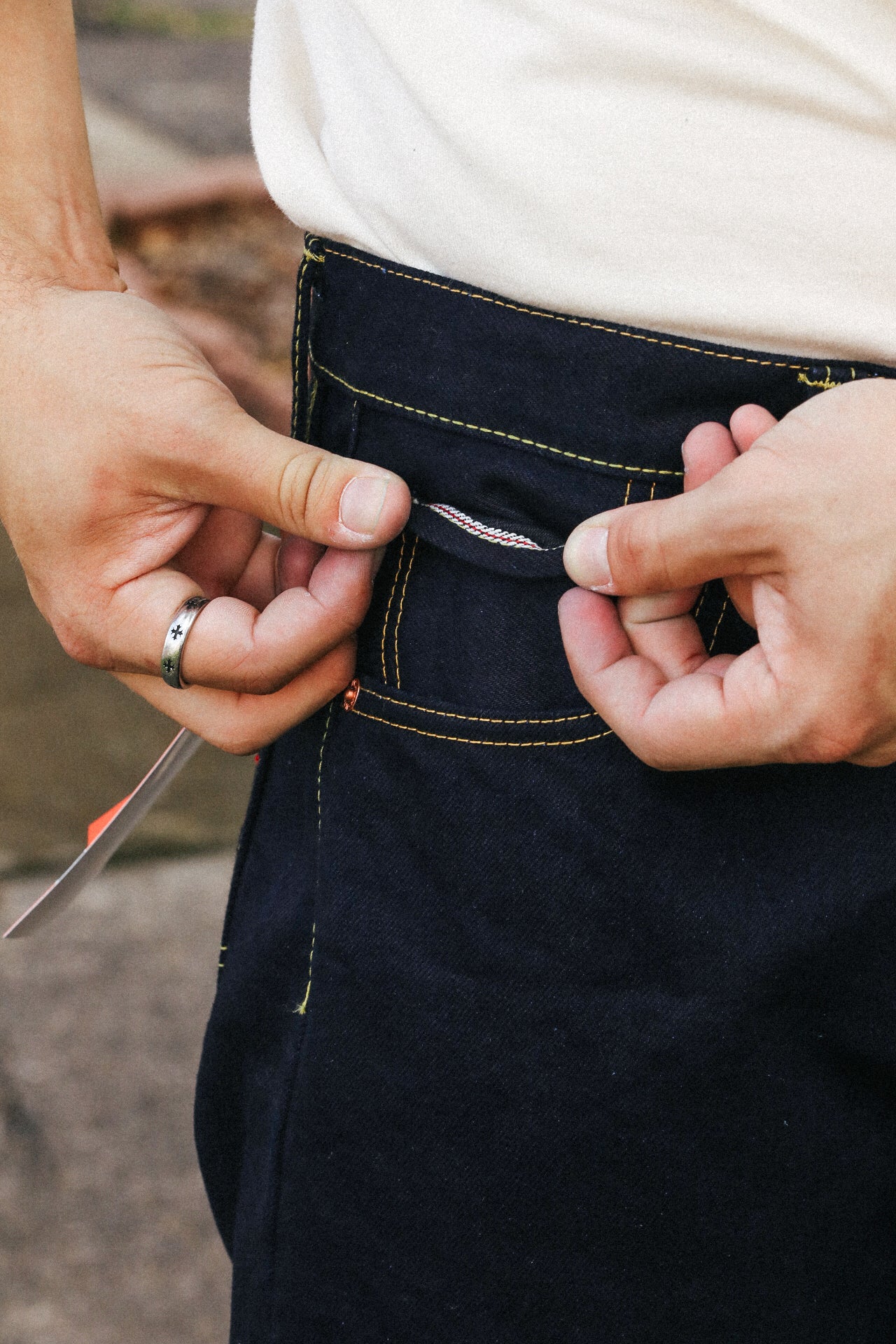 14oz Selvedge Denim Straight Cut Jeans - Indigo/Black IH-634S-142ib