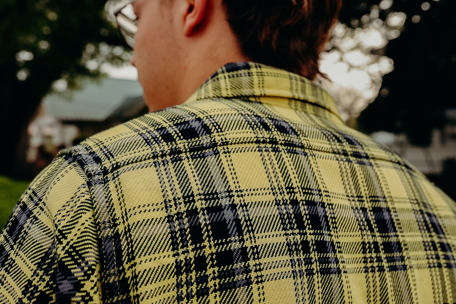 9oz Selvedge Indigo Check Flannel Work Shirt - Yellow IHSH-412-YEL