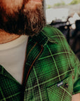 5oz Selvedge Short Sleeved Work Shirt - Green Vintage Check IHSH-392-GRN